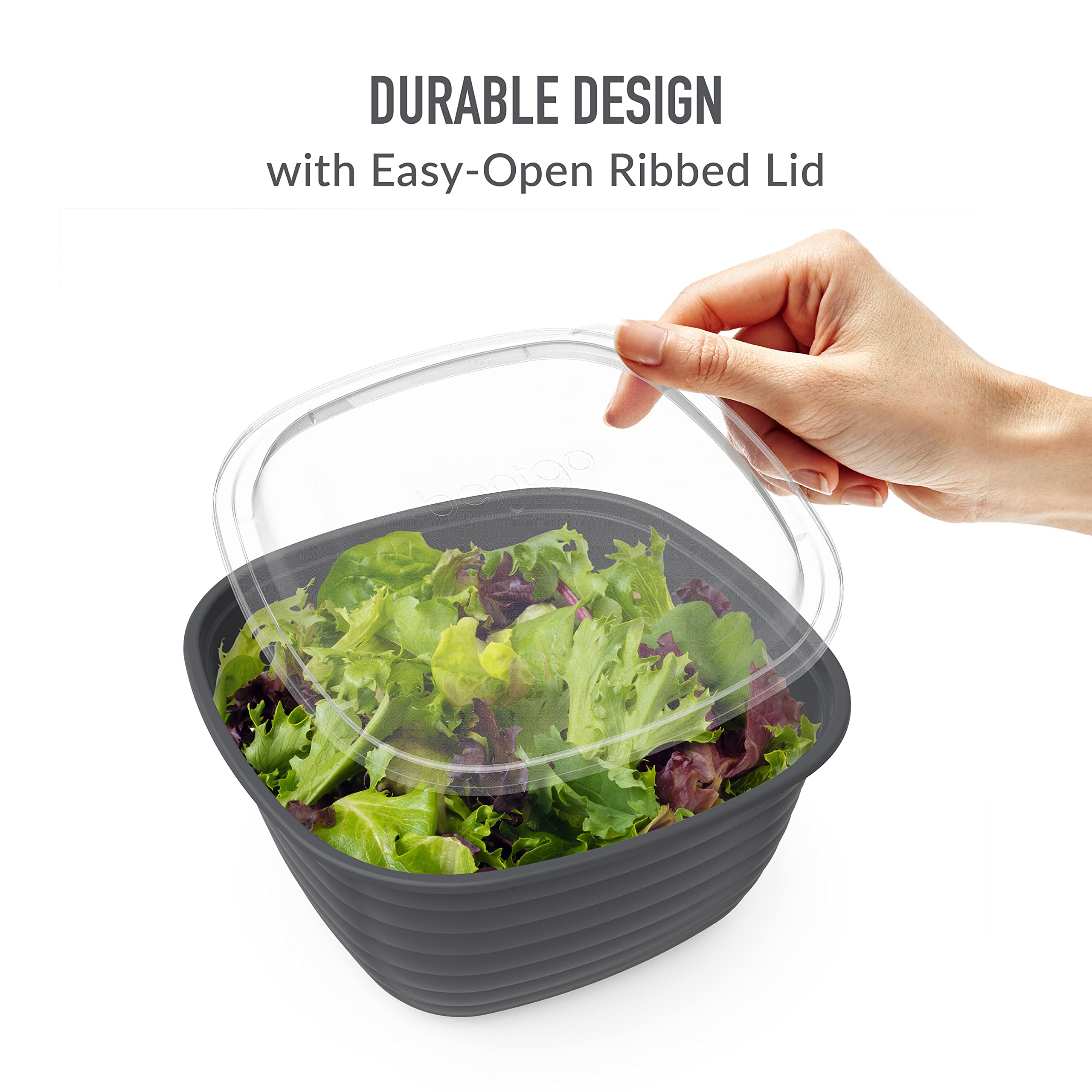 Bentgo Prep - 1-Compartment Bowls with Custom Fit Lids - Reusable, Microwaveable, Durable, PFAS & BPA-Free, Freezer and Dishwasher Safe Meal Prep Food Storage - 10 Bowls & 10 Lids (Graphite)