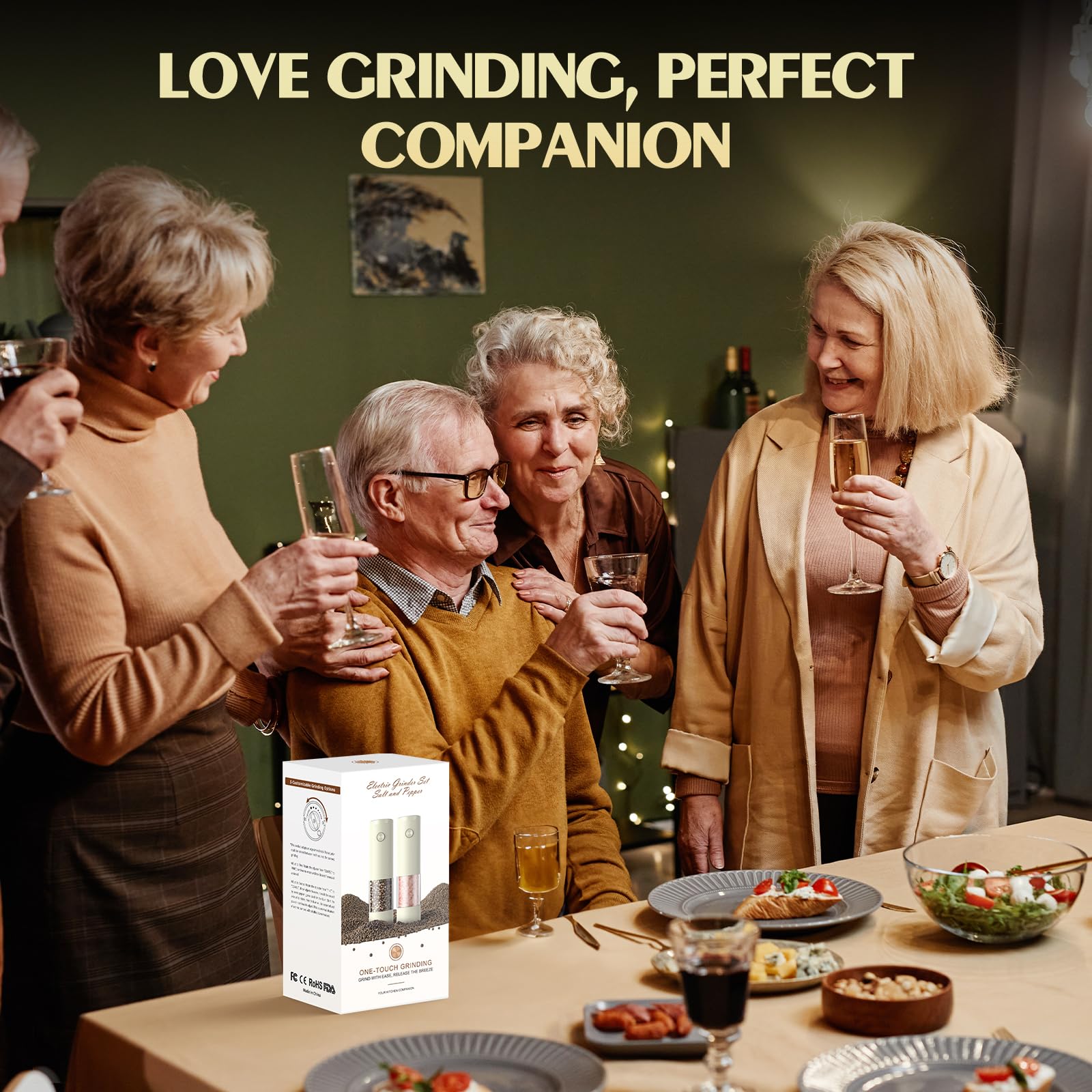 Electric Salt and Pepper Grinder Set Automatic Battery Pepper Mill Shakers Adjustable Coarseness Upgraded Larger Capacity with Led Home and Kitchen Appliances Birthday Gifts for Women Mom