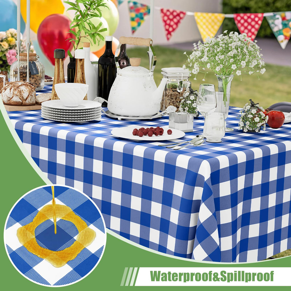 Smiry 3 Pack Red Gingham Disposable Tablecloths - 54" x 108" Heavy Duty Plastic Table Cloth, Waterproof Buffalo Plaid Table Covers for Picnic, Banquets, Outdoor Parties
