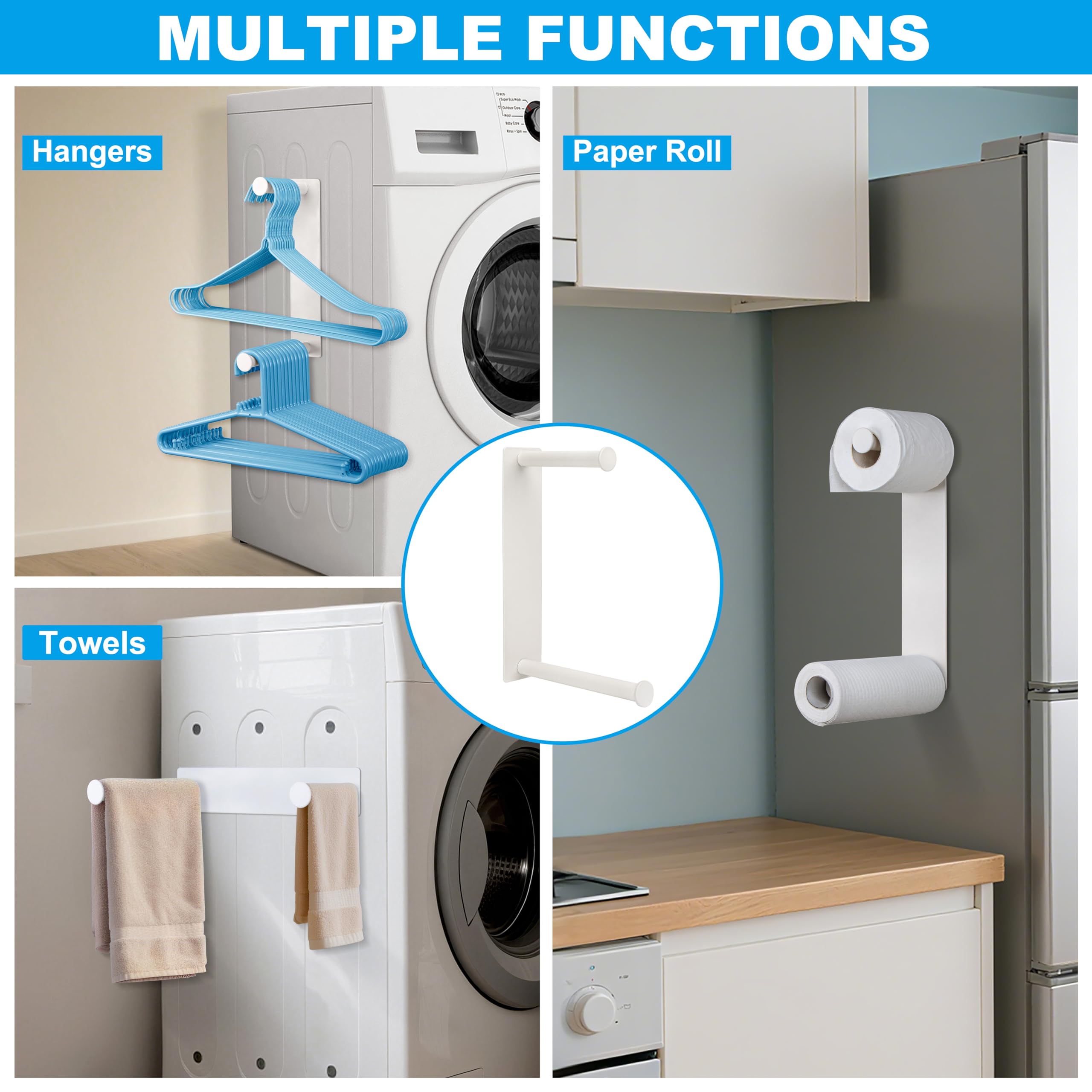 RedCall Magnetic Hanger Organizer for Washing Machine,Strong Magnet Hanger Storage Rack for Laundry Room Organization,Stacker Holder (White)