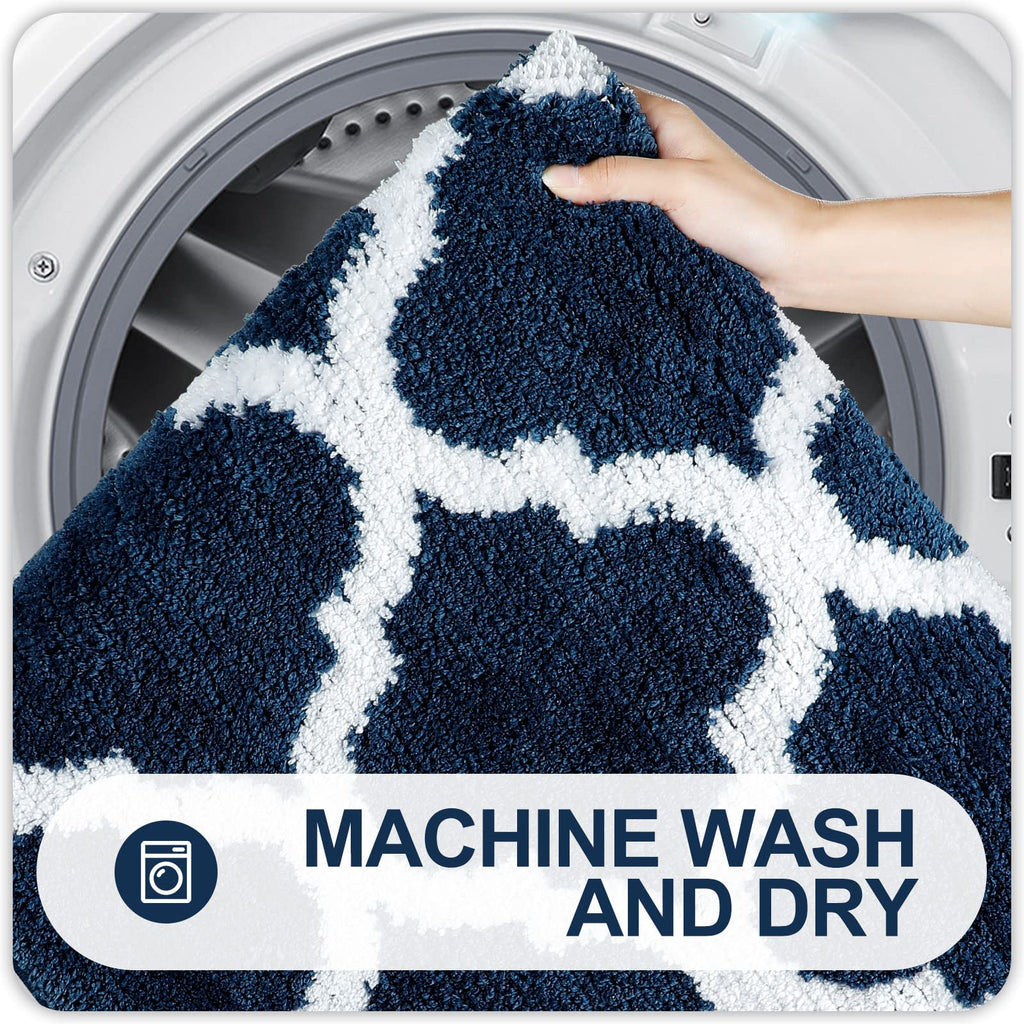 OLANLY Bathroom Rugs Set 2 Piece, Microfiber Bath Shower Mat and U-Shaped Toilet Rug, Machine Wash Dry, Non-Slip Absorbent Shaggy Bath Mats for Tub, Shower and Bathroom (30"x20"+24"x20", Grey)