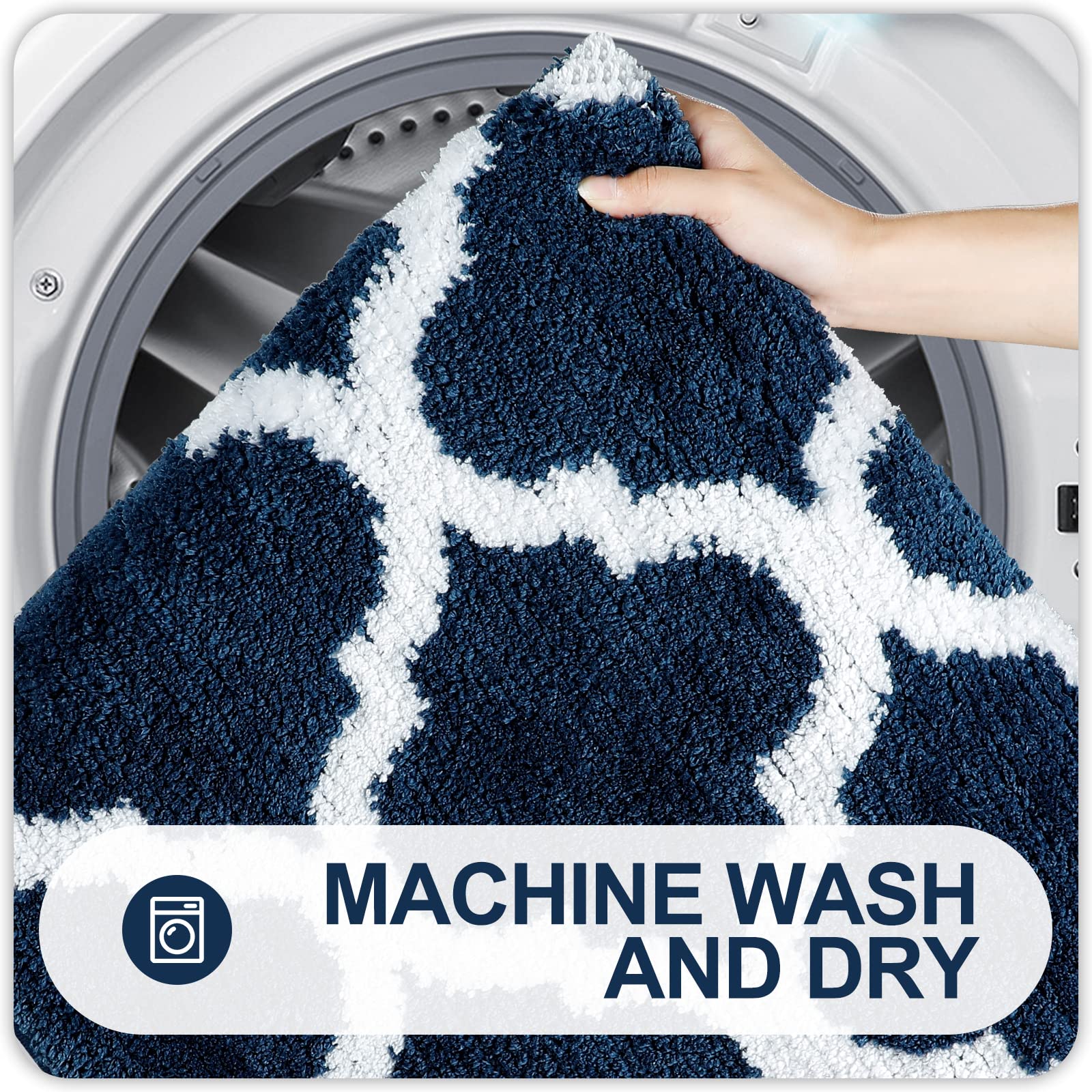 OLANLY Bathroom Rugs Set 2 Piece, Microfiber Bath Shower Mat and U-Shaped Toilet Rug, Machine Wash Dry, Non-Slip Absorbent Shaggy Bath Mats for Tub, Shower and Bathroom (30"x20"+24"x20", Grey)