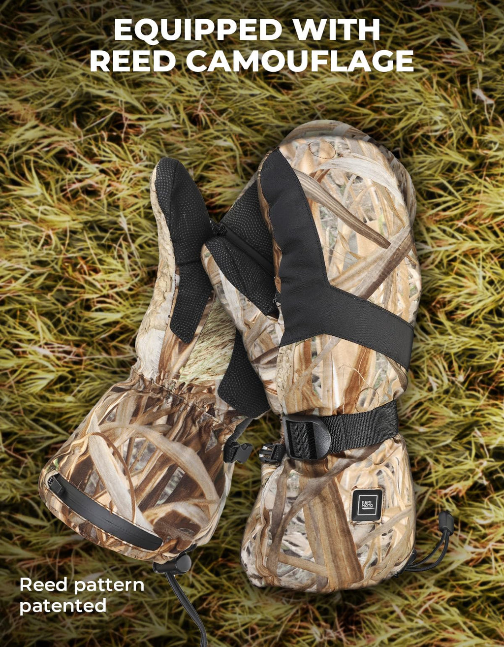 KEMIMOTO Heated Hunting Gloves Camo, Flip Fingerless Mittens for Men Women, Rechargeable with 2 Batteries, 3 Heat Settings