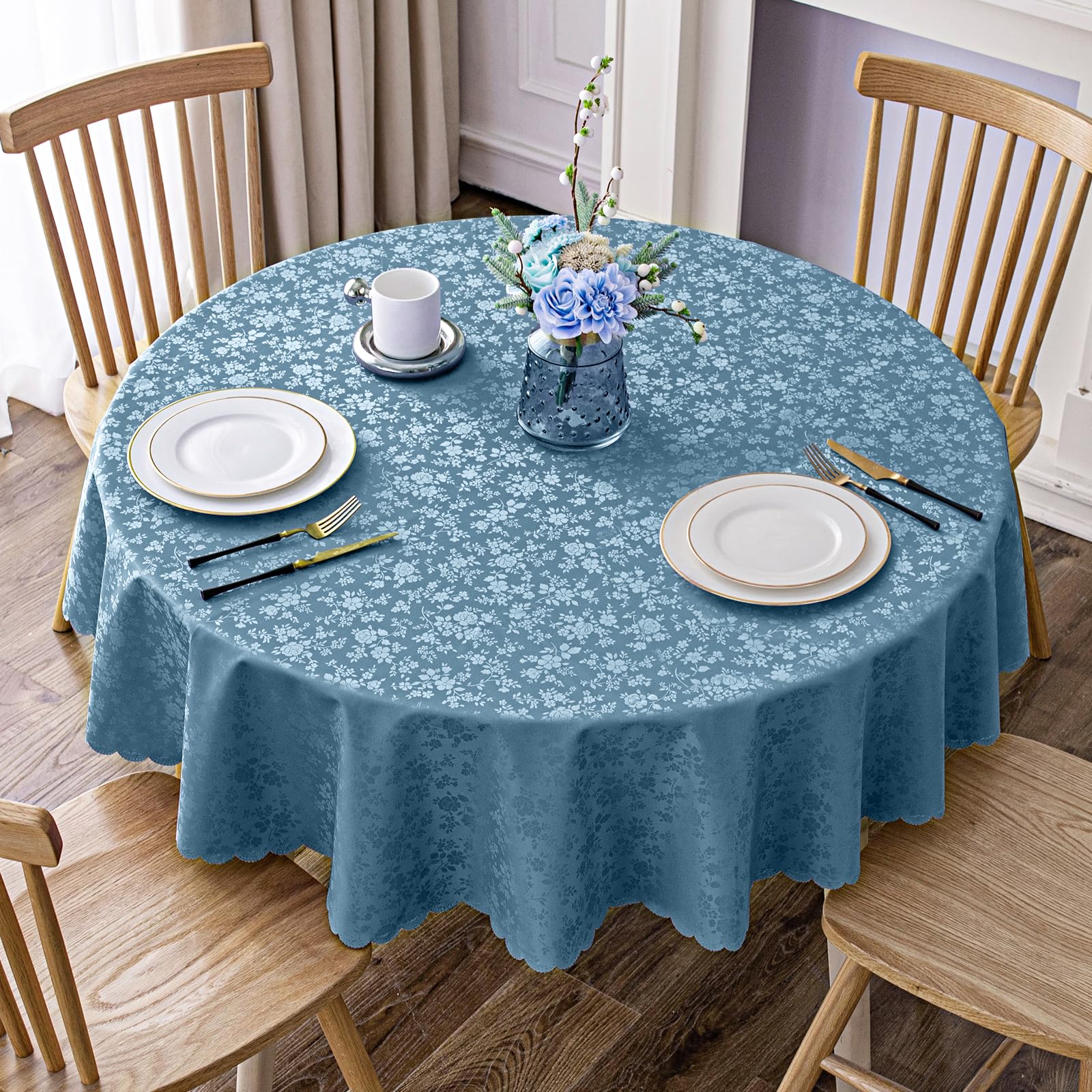 Smiry Rectangle Table Cloth, Waterproof Heavy Duty Vinyl Tablecloths, Wipeable Washable Table Cover for Kitchen and Dining Room (Beige, 60" X 84")
