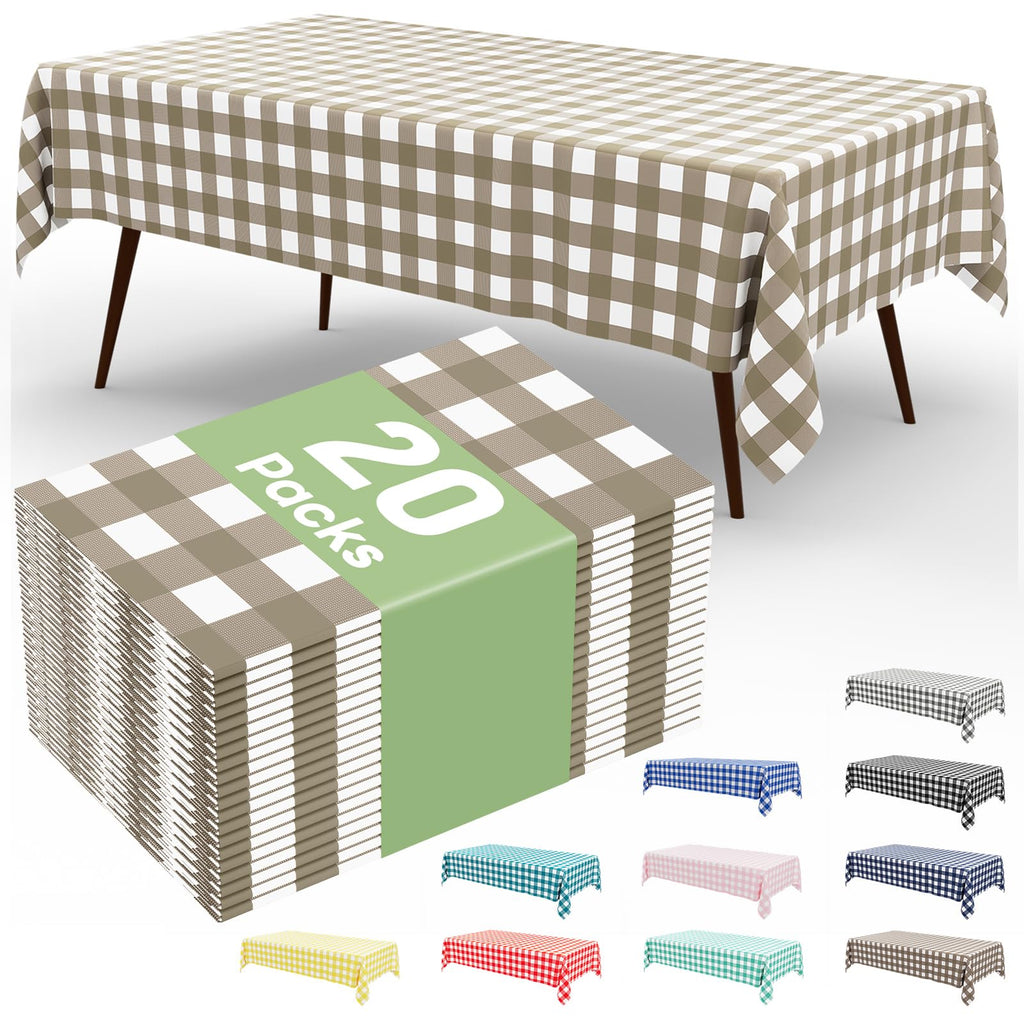 Smiry 3 Pack Red Gingham Disposable Tablecloths - 54" x 108" Heavy Duty Plastic Table Cloth, Waterproof Buffalo Plaid Table Covers for Picnic, Banquets, Outdoor Parties