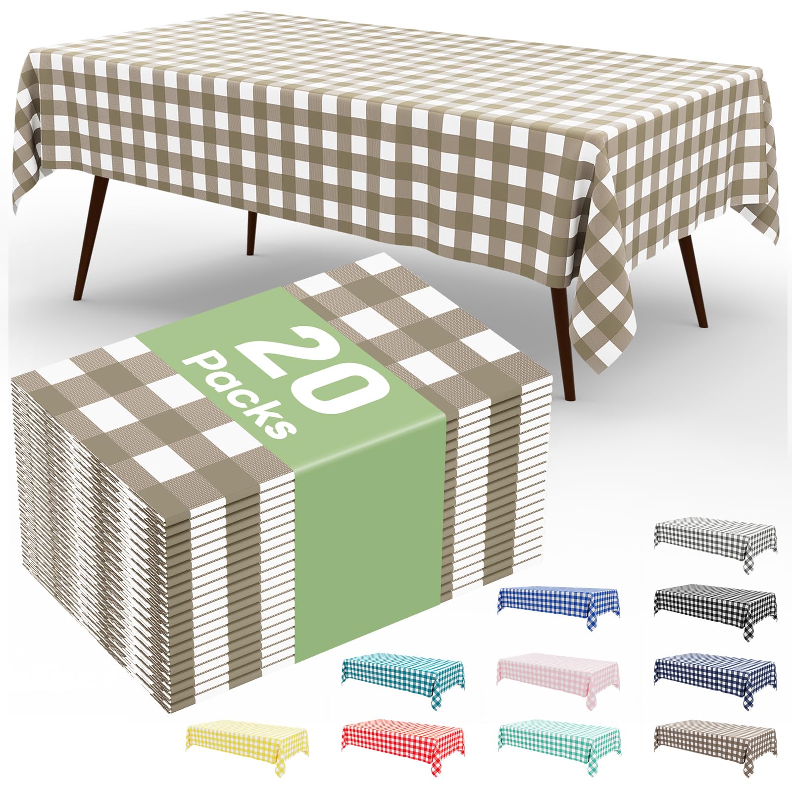 Smiry 3 Pack Red Gingham Disposable Tablecloths - 54" x 108" Heavy Duty Plastic Table Cloth, Waterproof Buffalo Plaid Table Covers for Picnic, Banquets, Outdoor Parties