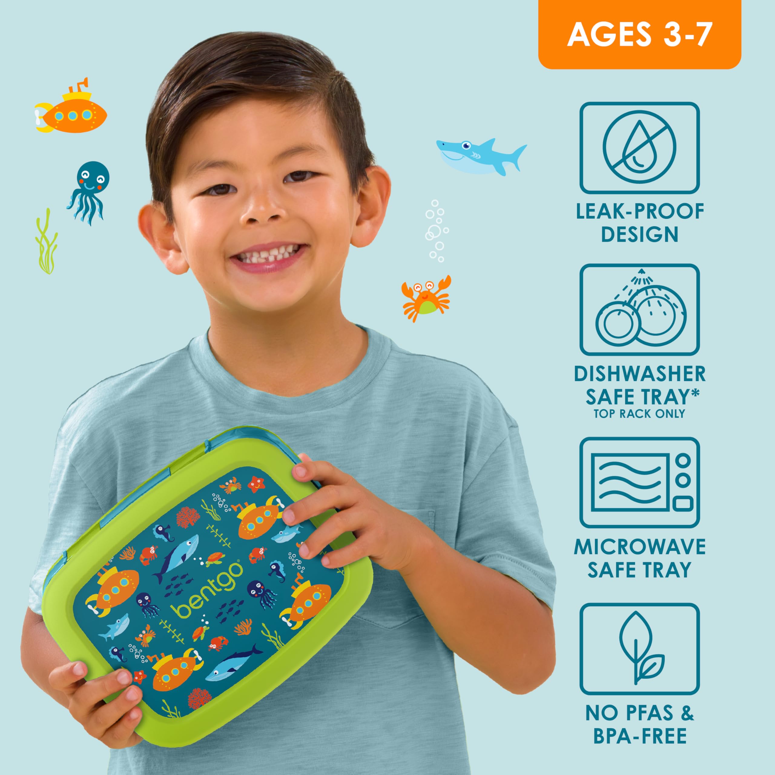 Bentgo Kids Prints Leak-Proof, 5-Compartment Bento-Style Kids Lunch Box - Ideal Portion Sizes for Ages 3-7, Durable, Drop-Proof, Dishwasher Safe, & PFAS & BPA-Free Materials (Unicorn)