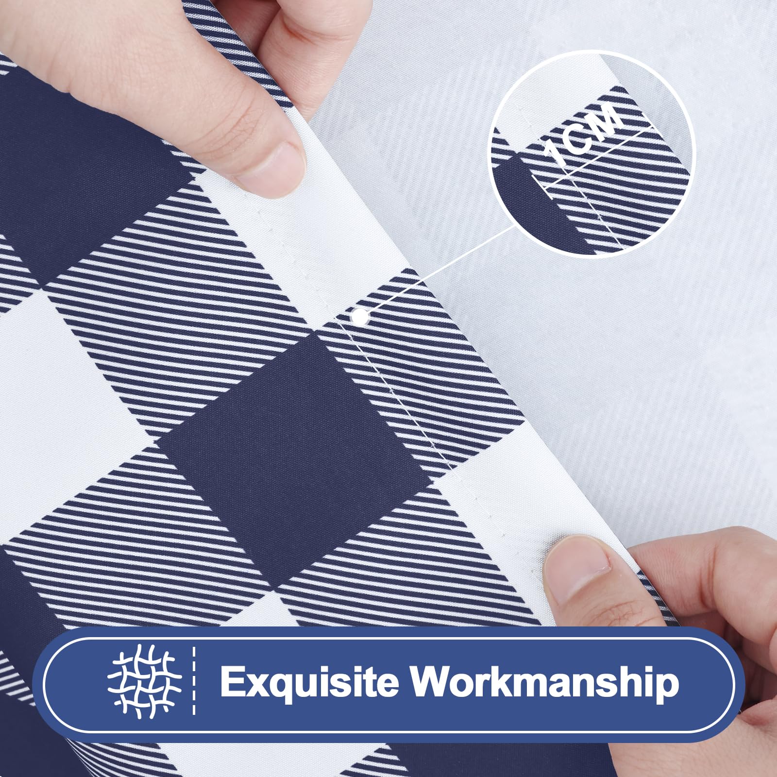 Smiry Picnic Table Cover with Bench Covers, Waterproof Elastic Fitted Tablecloths for 6 Foot Rectangle Tables, Washable Buffalo Plaid Tablecloth for Camping, Outdoor (Black & White, 30"x72")