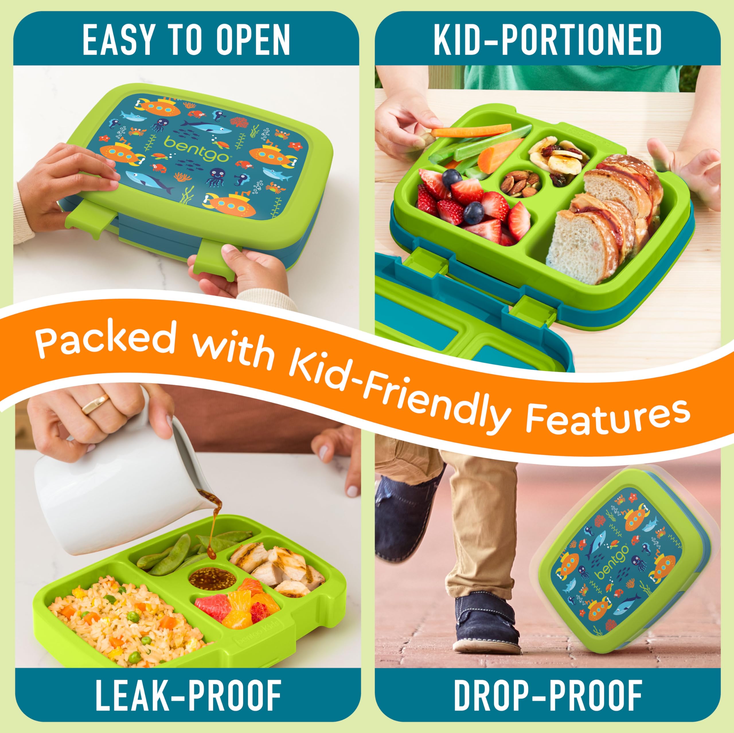 Bentgo Kids Prints Leak-Proof, 5-Compartment Bento-Style Kids Lunch Box - Ideal Portion Sizes for Ages 3-7, Durable, Drop-Proof, Dishwasher Safe, & PFAS & BPA-Free Materials (Unicorn)