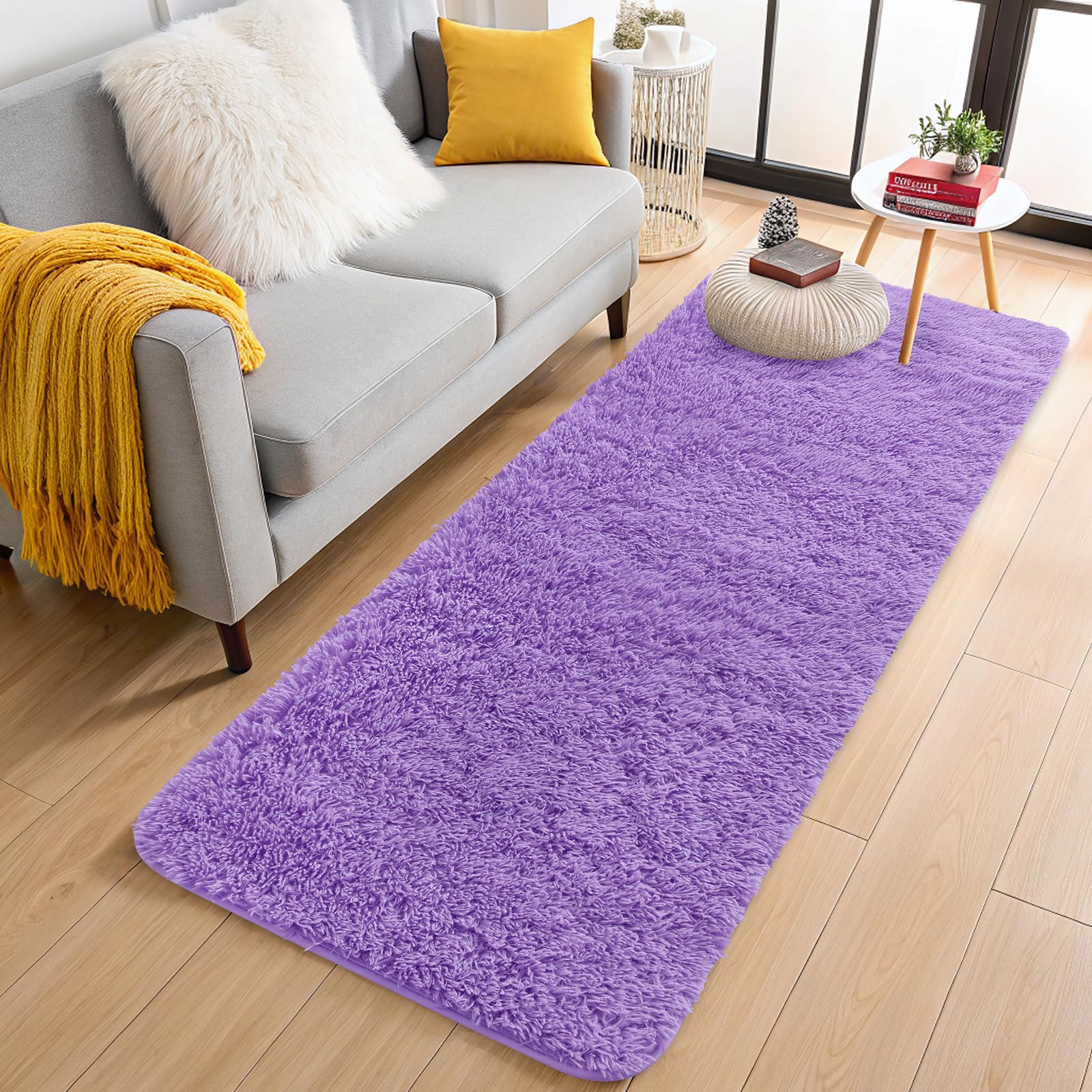 OLANLY Area Rugs for Living Room Bedroom, Machine Washable 4x5.9 ft Soft Fluffy Shaggy Bedside Rug, Indoor Floor Carpet for Kids Girls and Boys, Dorms, Nursery Rooms, Home Decor Aesthetic, Grey