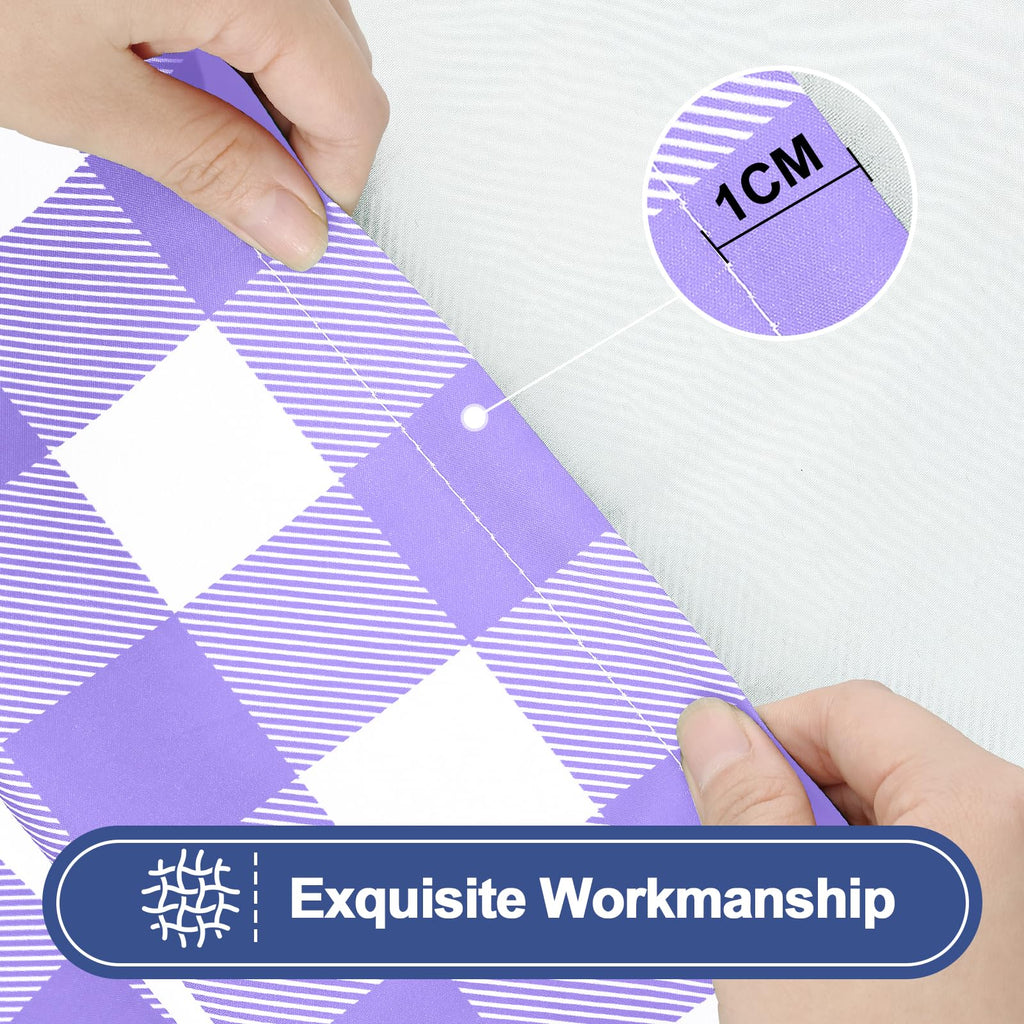 Smiry Picnic Table Cover with Bench Covers, Waterproof Elastic Fitted Tablecloths for 6 Foot Rectangle Tables, Washable Buffalo Plaid Tablecloth for Camping, Outdoor (Black & White, 30"x72")