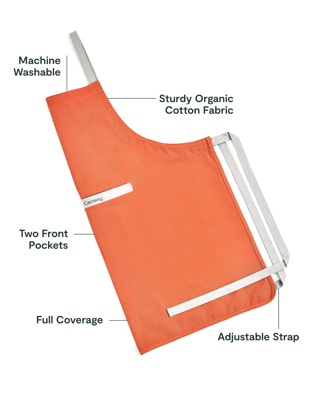 Caraway Apron - 100% Organic Cotton Apron - Features 2 Pockets & Adjustable Neck Strap