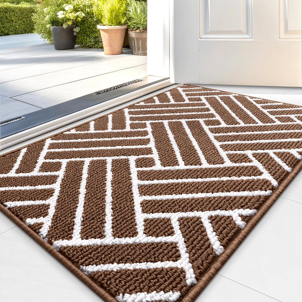 OLANLY Indoor Door Mat, 32x20 Inch, Dirt Resistant and Absorbent, Non-Slip Rubber Backing Floor Mats, Easy Clean Low-Profile Doormat for Entryway, Front Door, and Inside Entrance, Grey