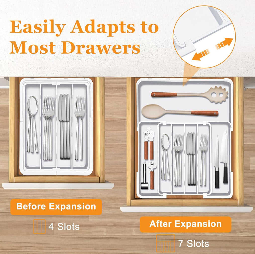 Homecor Silverware Drawer Organizer Utensil Drawer Organizer for Kitchen White