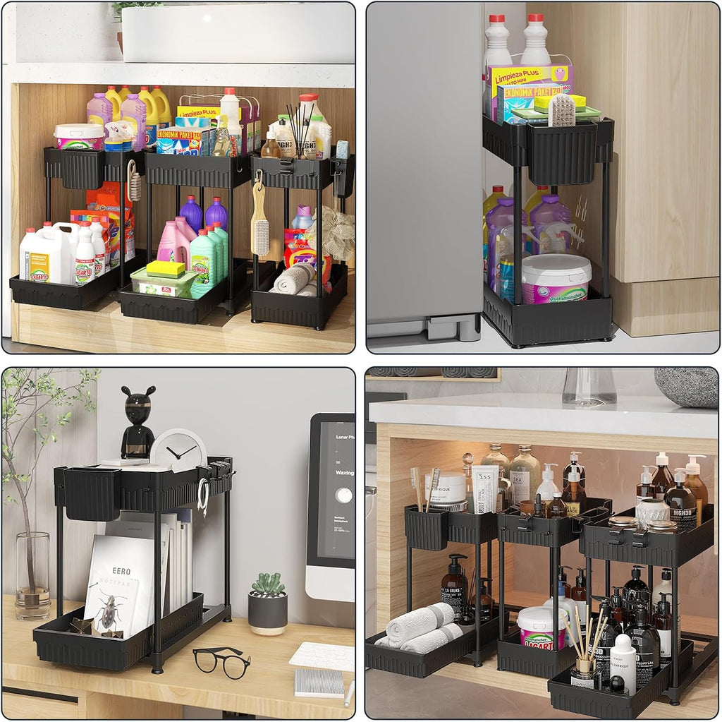 3 Pack Under Sink Organizer, 3 Pack Under Sink Organizers and Storage L-Shaped