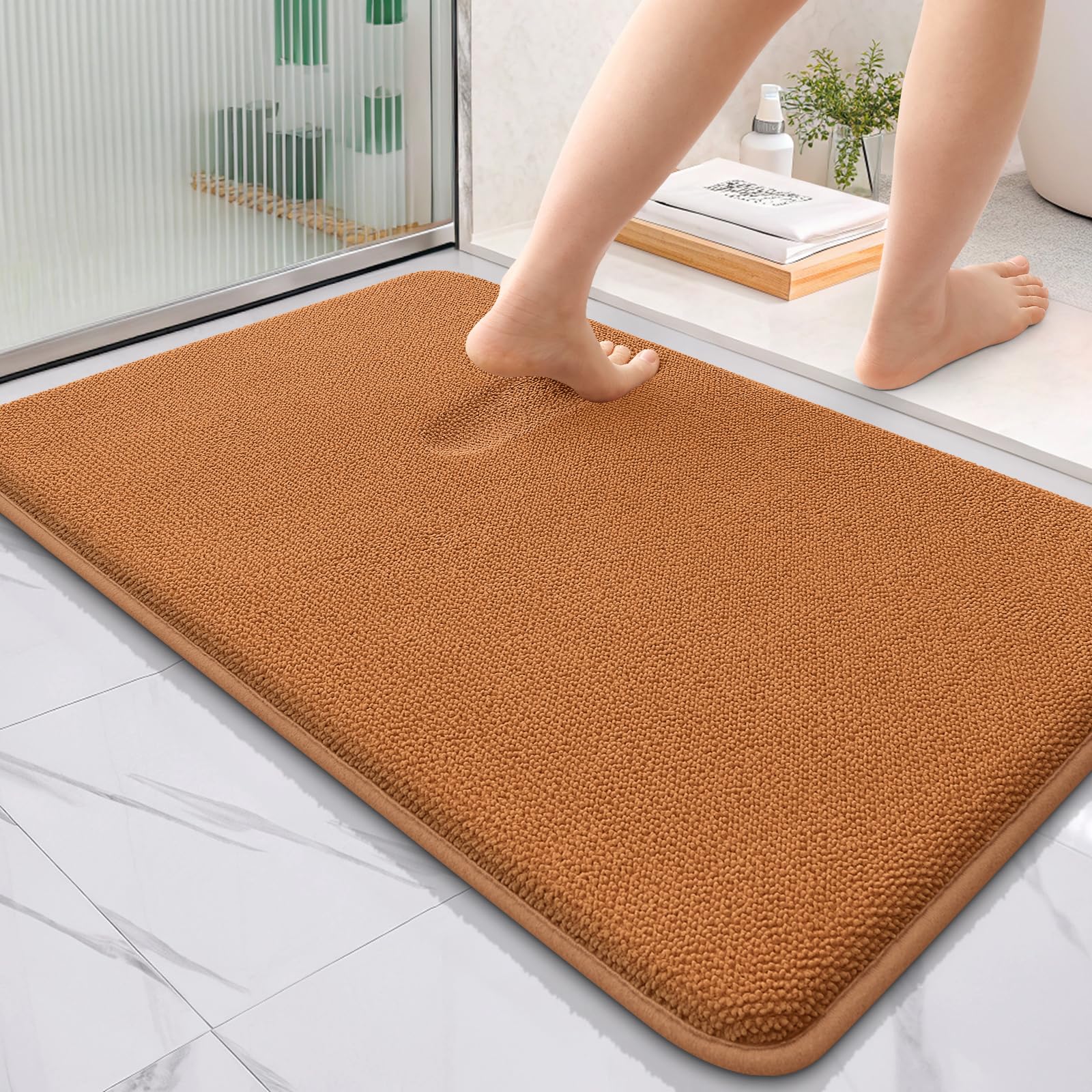OLANLY Thick Memory Foam Bath Mat Rug 30x20, Extra Soft Absorbent Bathroom Rugs, Quick Dry Bath Mats, Non-Slip, Machine Washable Carpet for Bathroom, Tub and Shower, Home Decor Accessories, Grey