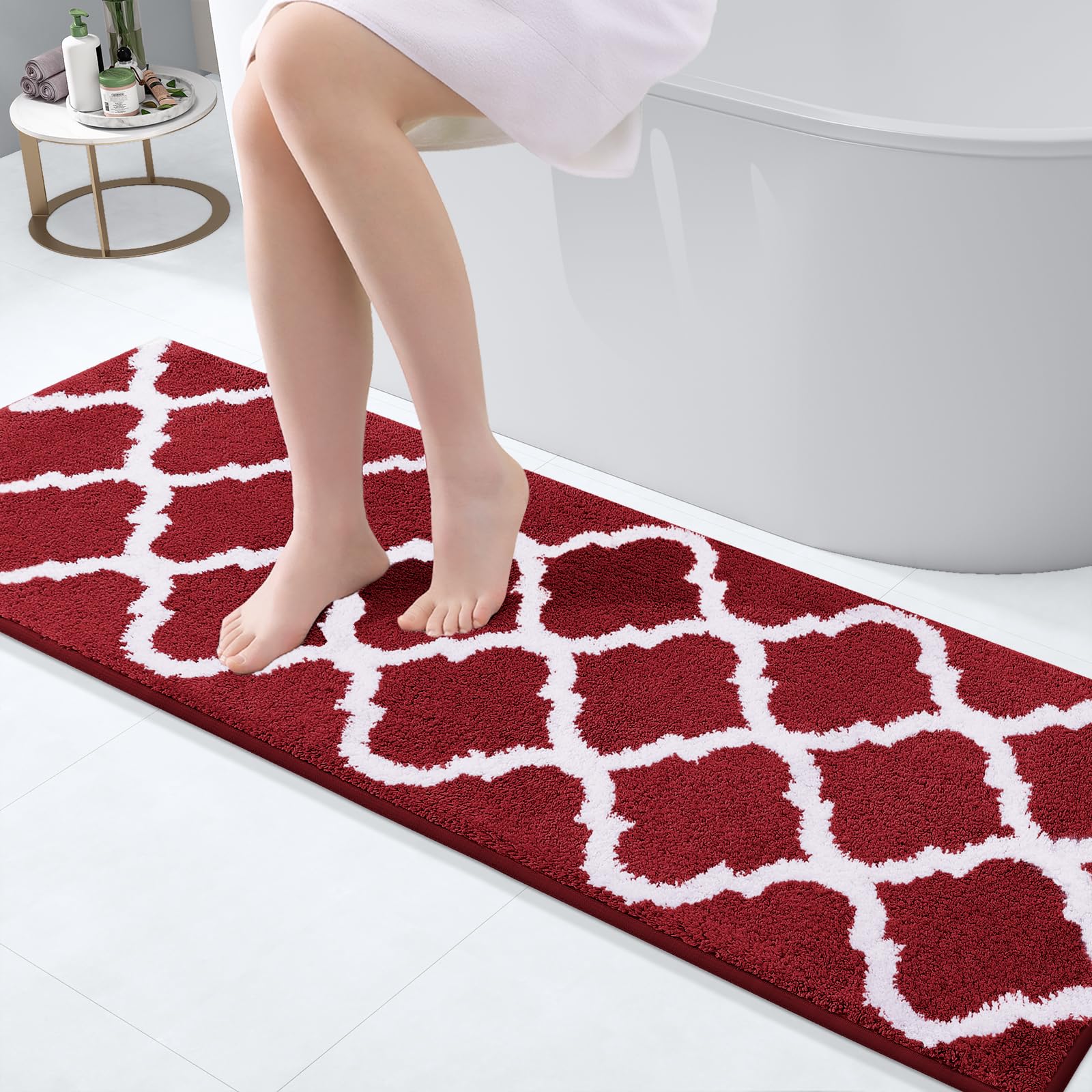 OLANLY Bathroom Rugs 24x16, Soft and Absorbent Microfiber Bath Rugs, Non-Slip Shaggy Shower Carpet, Machine Wash Dry, Bath Mats for Bathroom Floor, Tub and Shower, Grey