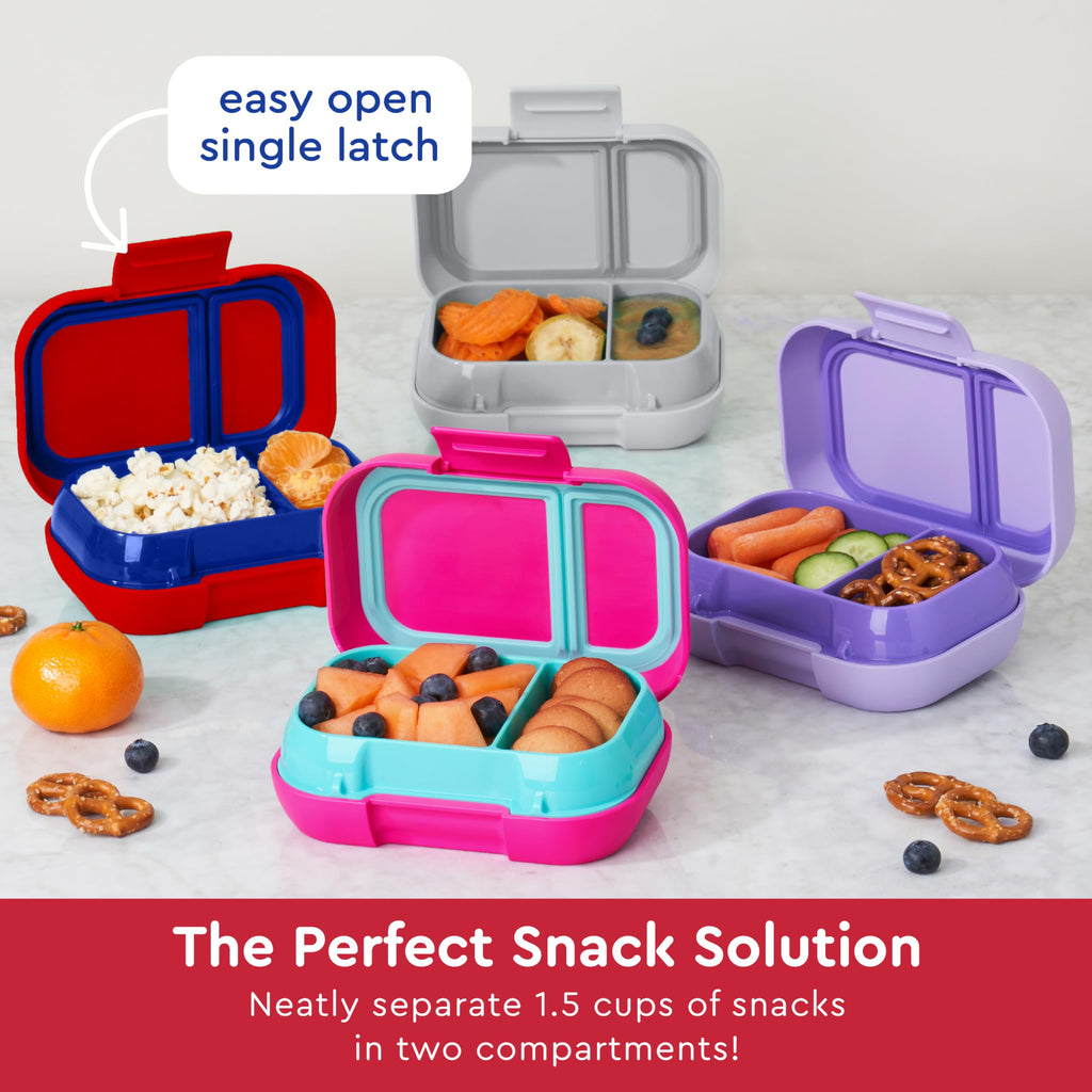 Bentgo Kids Snack - 2 Compartment Leak-Proof Bento Box Container for Snacks and Small Meals, Easy-Open Latch, Dishwasher Safe, BPA-Free for School, Daycare, & Sports - Ideal for Ages 3+ (Green/Navy)