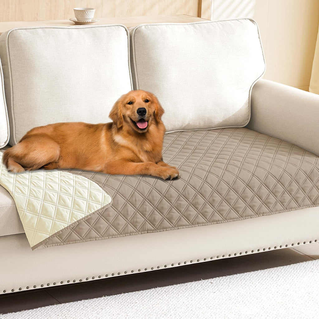 Smiry Waterproof Couch Covers for Dogs Washable, Reversible Pet Couch Covers for 3 Cushion Sofa Pet Friendly, Soft Sofa Furniture Protector for Dogs Cat Kids, Checkered (30"x70", Grey/Dark Grey)