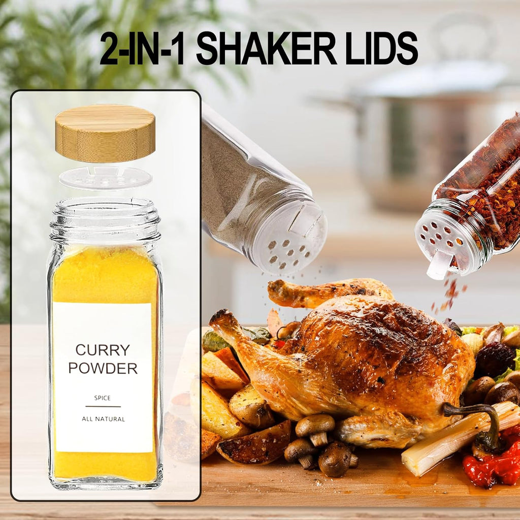 AISIPRIN 4oz Spice Jars with Lable 24 pcs & 8oz Spice Jars with Lable 12 pcs