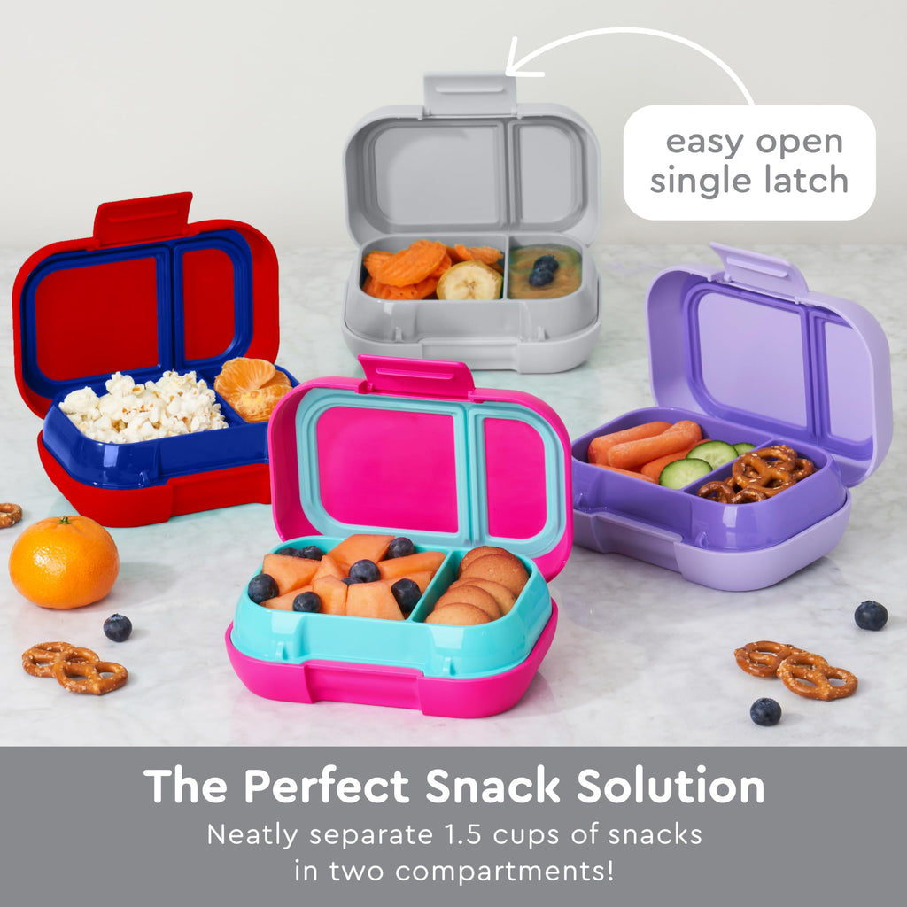 Bentgo Kids Snack - 2 Compartment Leak-Proof Bento Box Container for Snacks and Small Meals, Easy-Open Latch, Dishwasher Safe, BPA-Free for School, Daycare, & Sports - Ideal for Ages 3+ (Green/Navy)