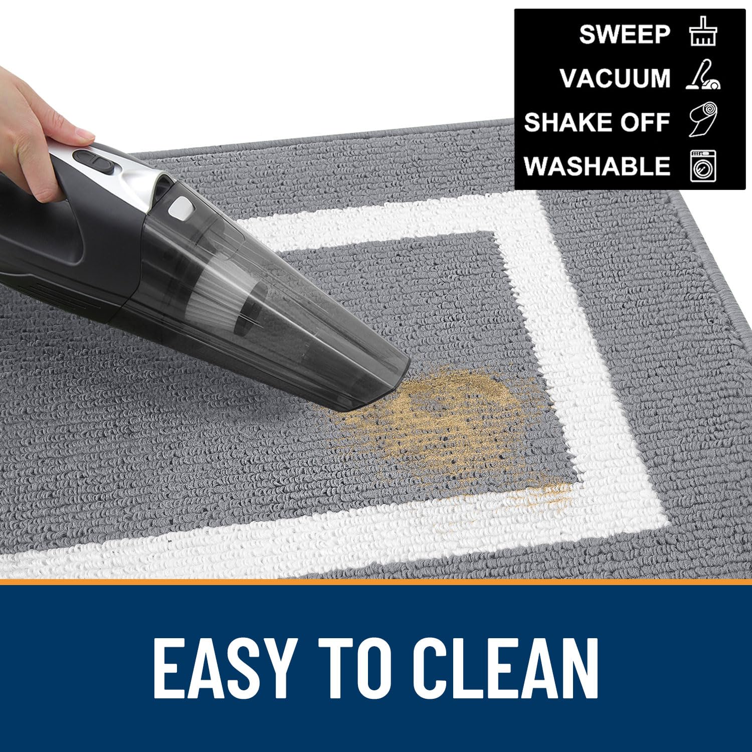 OLANLY Indoor Door Mat, 32x20, Non-Slip Absorbent Resist Dirt Entrance Mat, Washable Low-Profile Inside Entry Doormats for Entryway, Grey
