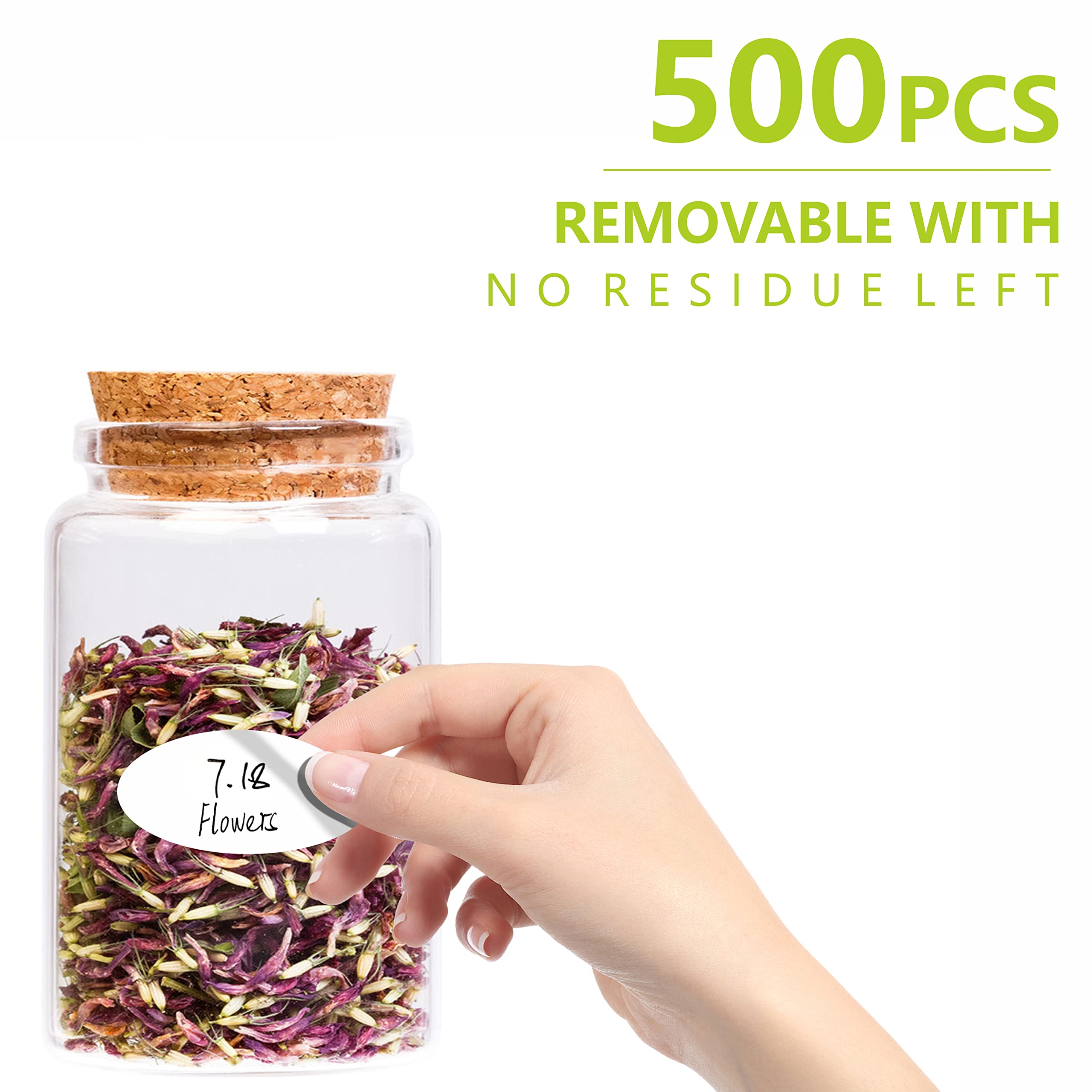 500 Removable Freezer Pantry Canning Labels Set Water Oil Resistant with Perforation Line for Food Containers Jars Kitchen Restaurant Storage Organization
