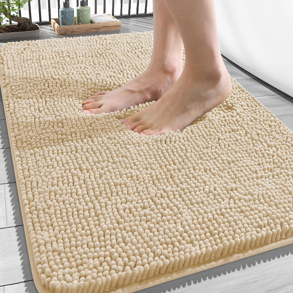 OLANLY Bathroom Rugs 30x20, Extra Soft Absorbent Chenille Bath Rugs, Rubber Backing Quick Dry, Machine Washable Bath Mats for Bathroom Floor, Tub and Shower, Home Decor Accessories, Grey