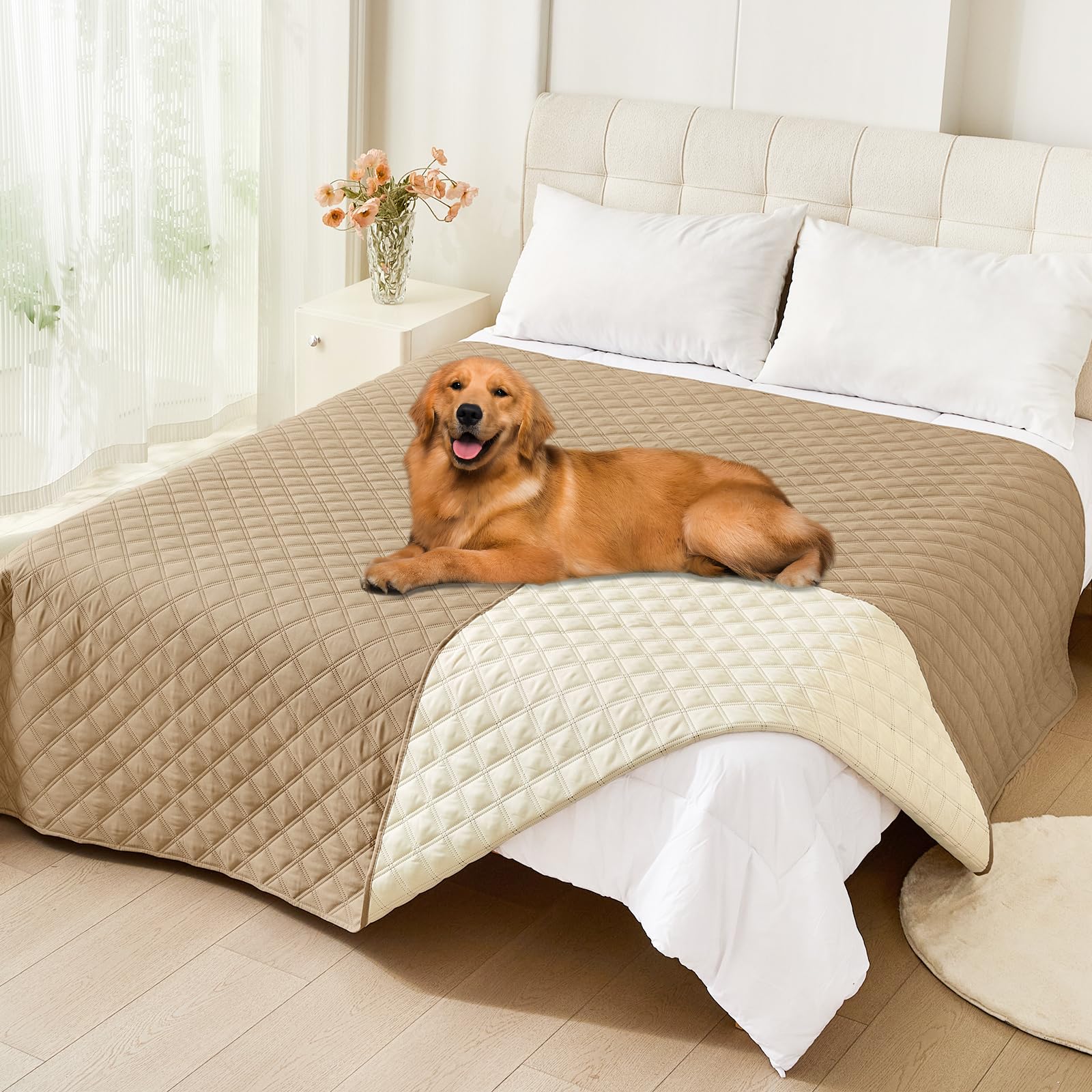 Smiry Waterproof Couch Covers for Dogs Washable, Reversible Pet Couch Covers for 3 Cushion Sofa Pet Friendly, Soft Sofa Furniture Protector for Dogs Cat Kids, Checkered (30"x70", Grey/Dark Grey)