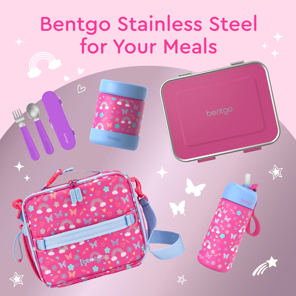 Bentgo Kids Stainless Steel Leak-Resistant Lunch Box - 3-Compartments with Bonus Silicone Container, Durable, Eco-Friendly, Dishwasher Safe, BPA-Free, Ideal for School, Ages 3+ (Blue)