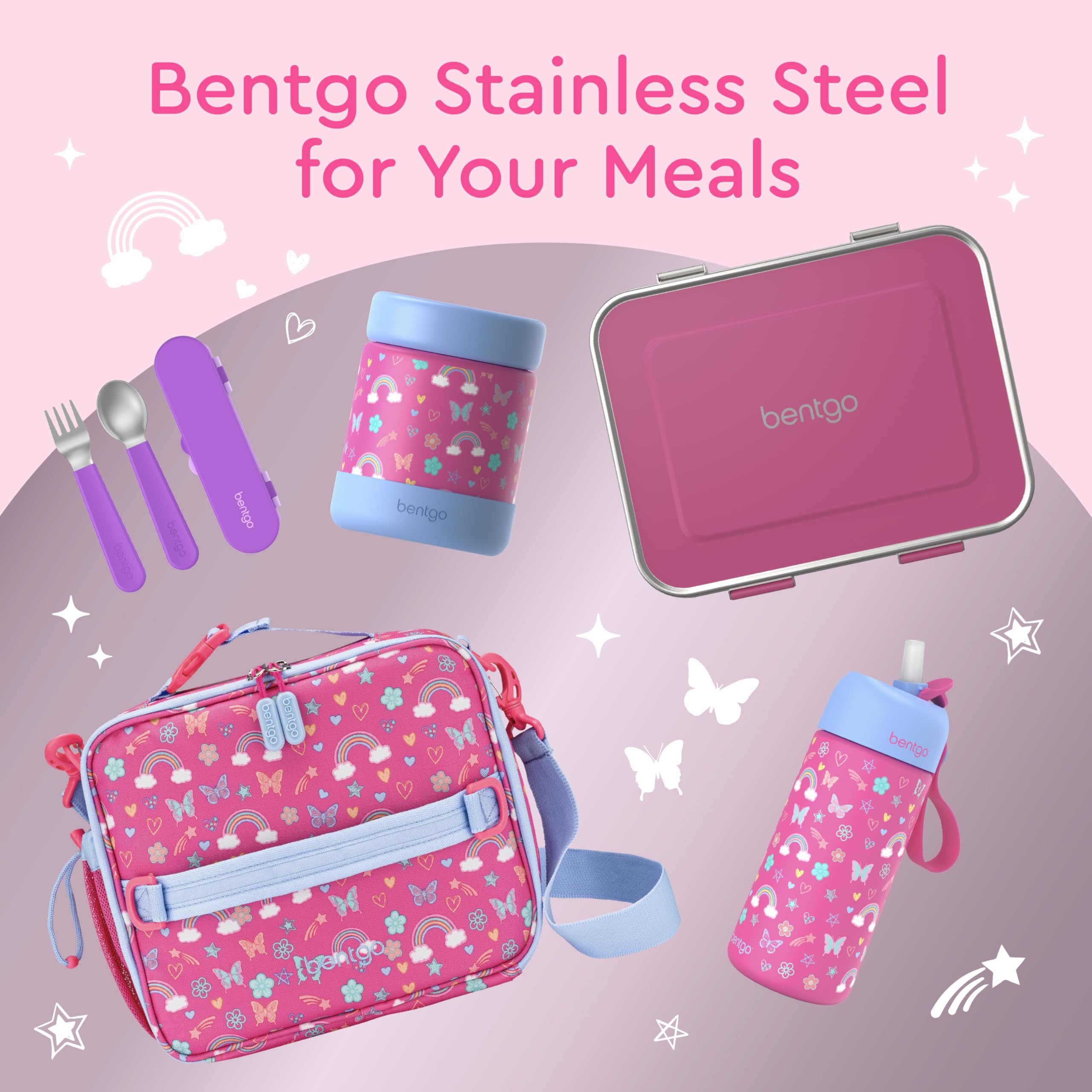 Bentgo Kids Stainless Steel Leak-Resistant Lunch Box - 3-Compartments with Bonus Silicone Container, Durable, Eco-Friendly, Dishwasher Safe, BPA-Free, Ideal for School, Ages 3+ (Blue)