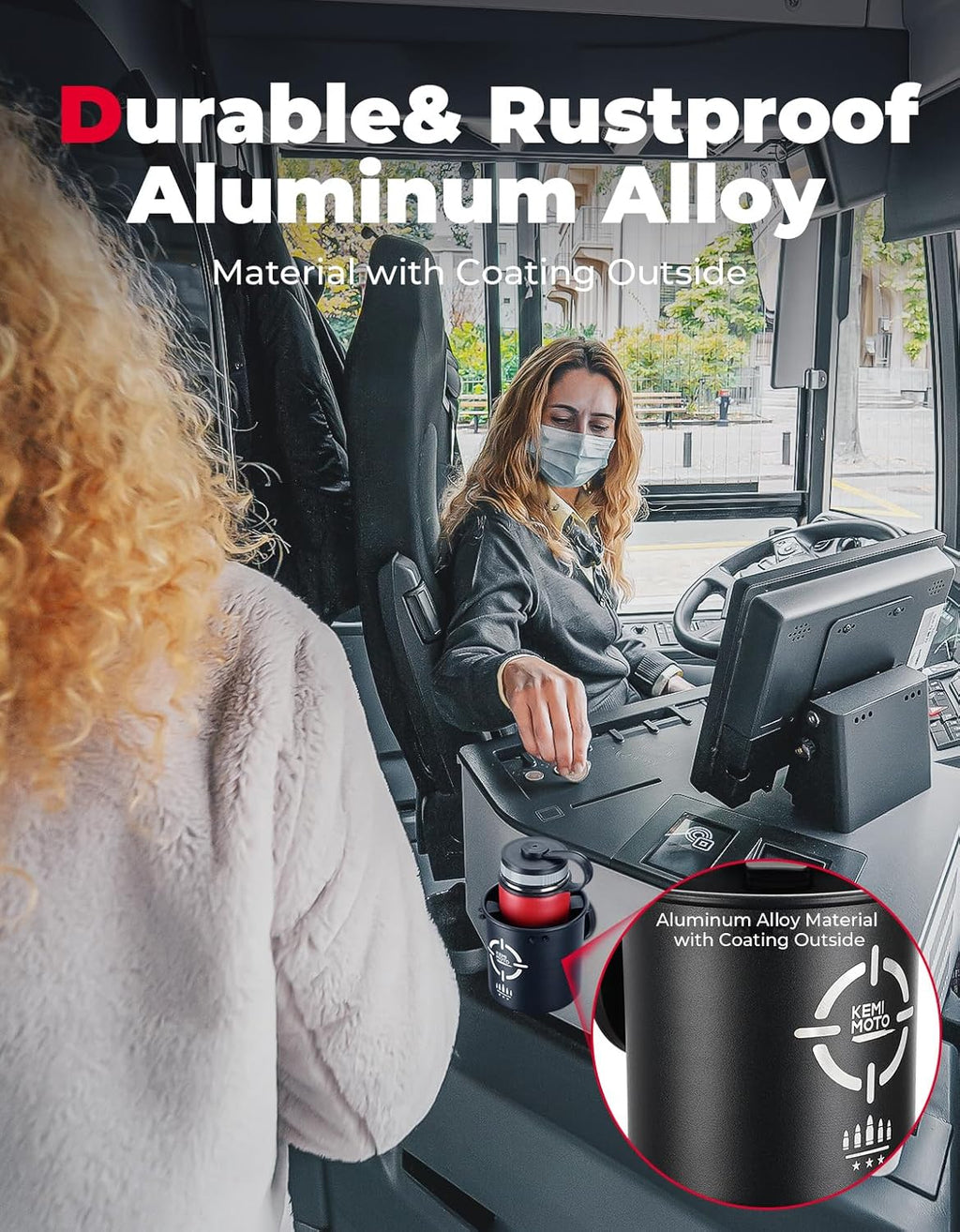 KEMIMOTO Magnetic Cup Holder, Magnetic Drink Holder for All Kinds of Cups and Bottles with a Diameter of 2.67"-3.85", Magnet Bottle Holder for Tractor Mower Truck School Bus Treadmill, Metal Surface