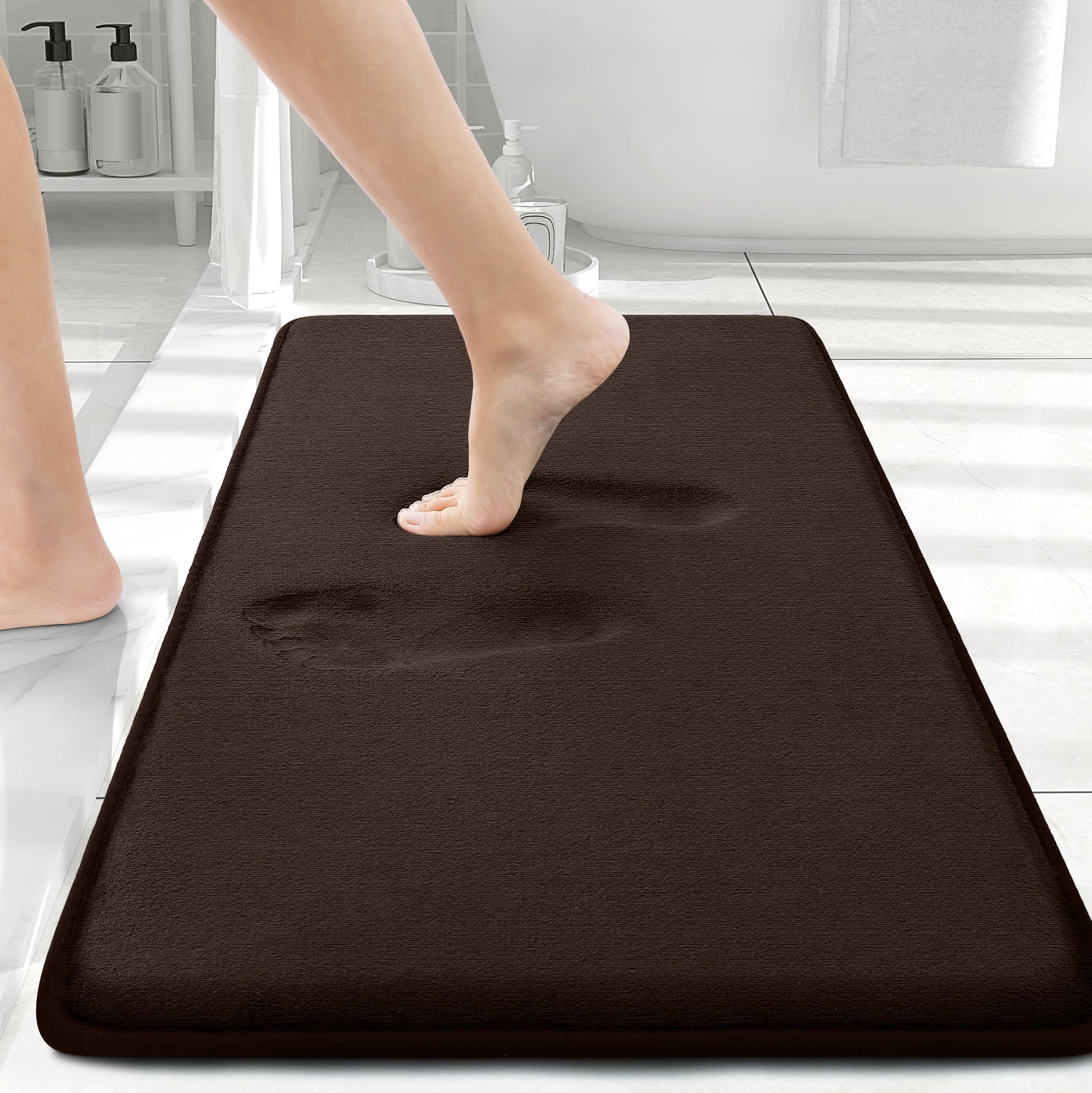 Smiry Memory Foam Bath Mat 30x20, Extra Soft and Absorbent Bathroom Mats, Non Slip Washable Carpet for Floor, Shower and Tub, Black
