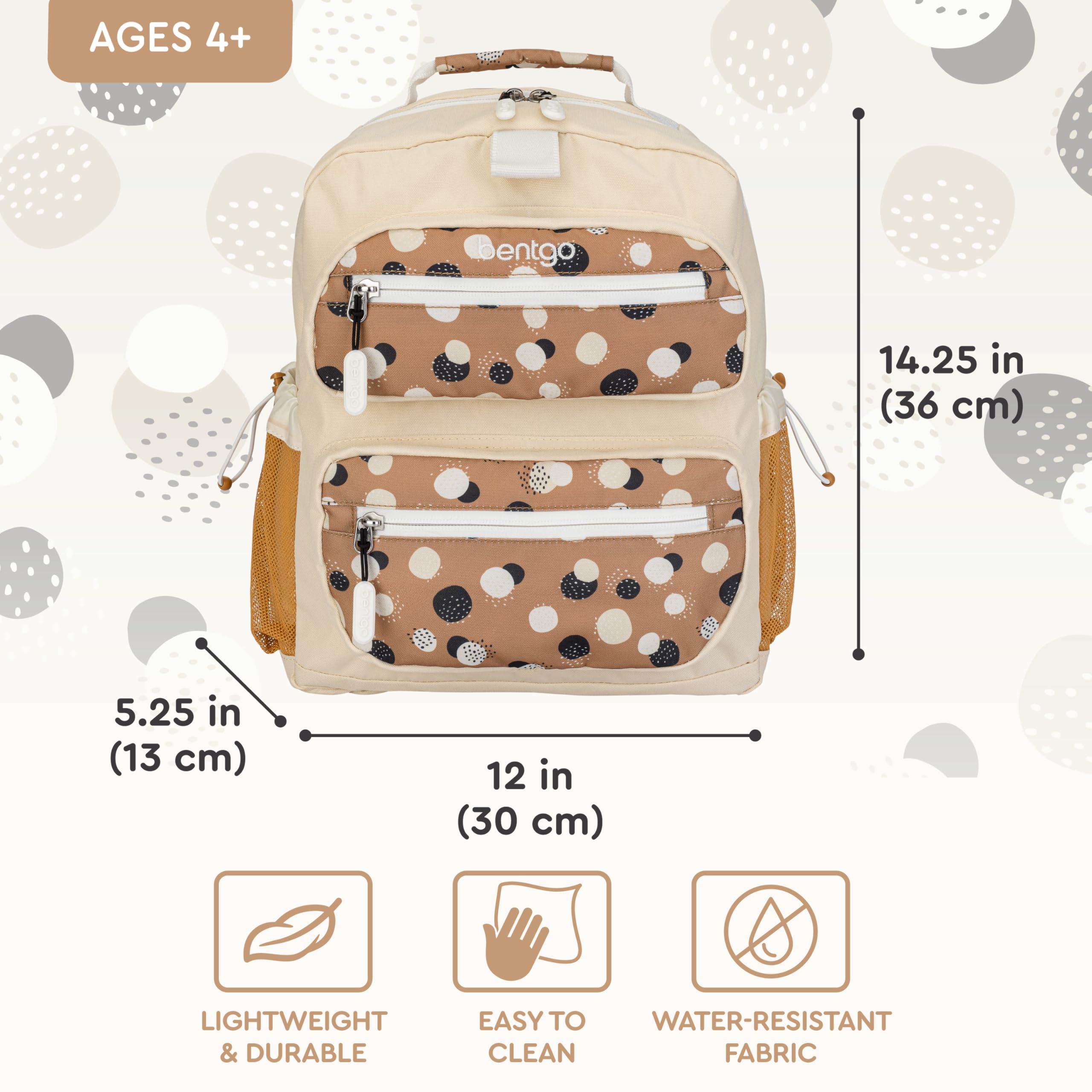 Bentgo Kids Backpack - Lightweight 14” Backpack in Fun Prints for School, Travel, & Daycare, Ideal for Ages 4+, Roomy Interior, Durable & Water-Resistant Fabric, & Loop for Lunch Bag (Trucks)