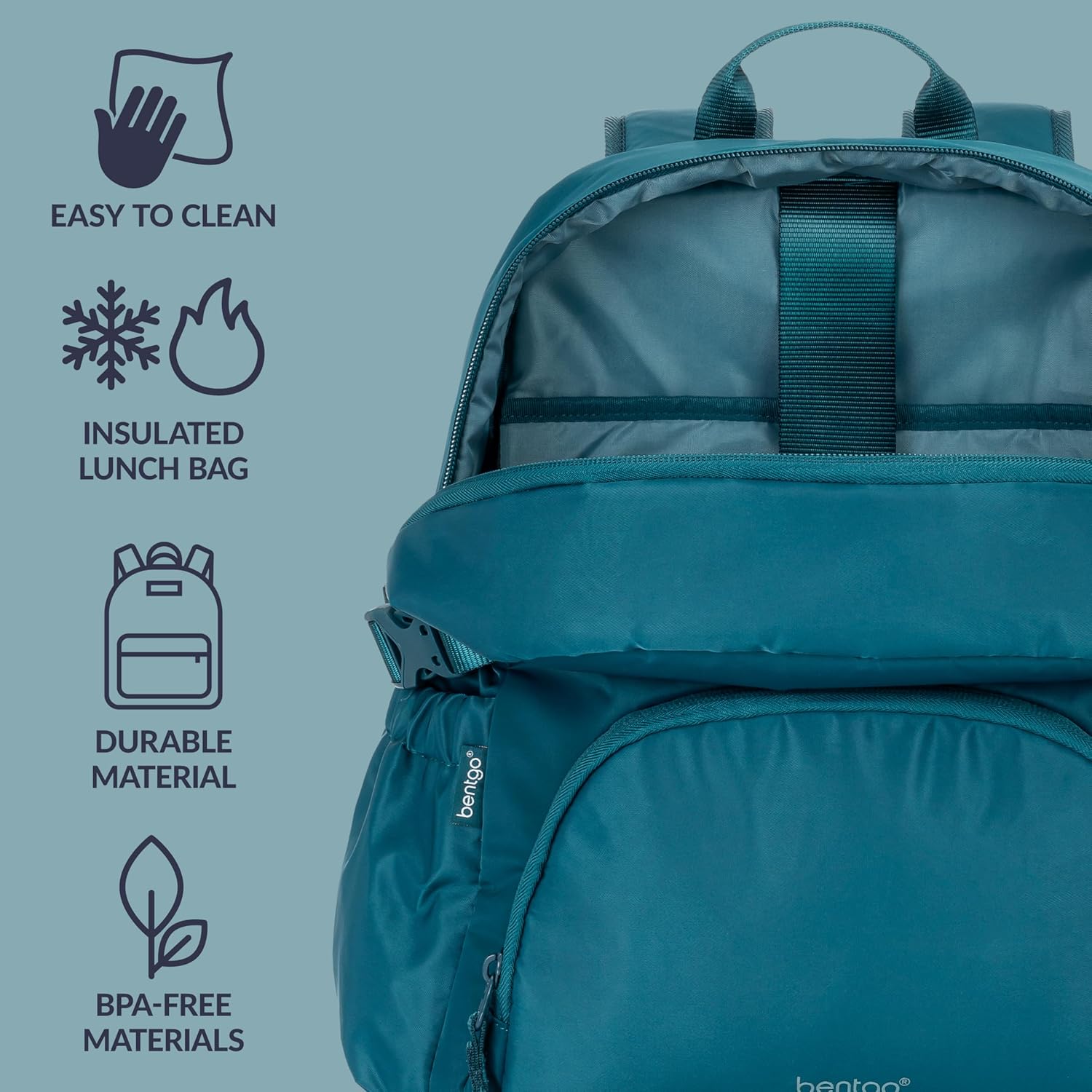 Bentgo 2-in-1 Adult Backpack & Insulated Lunch Bag – Lightweight, Water-Resistant Travel Backpack with 9 Compartments, Laptop Sleeve & Trolley Sleeve for Work & Everyday Use (Deep Teal)