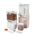 ProKeeper+ Airtight Food Storage Container Set – Clear Plastic Flour and Sugar Canister Set with Magnetic Accessories for Kitchen Organization (Grey, 9-Piece)