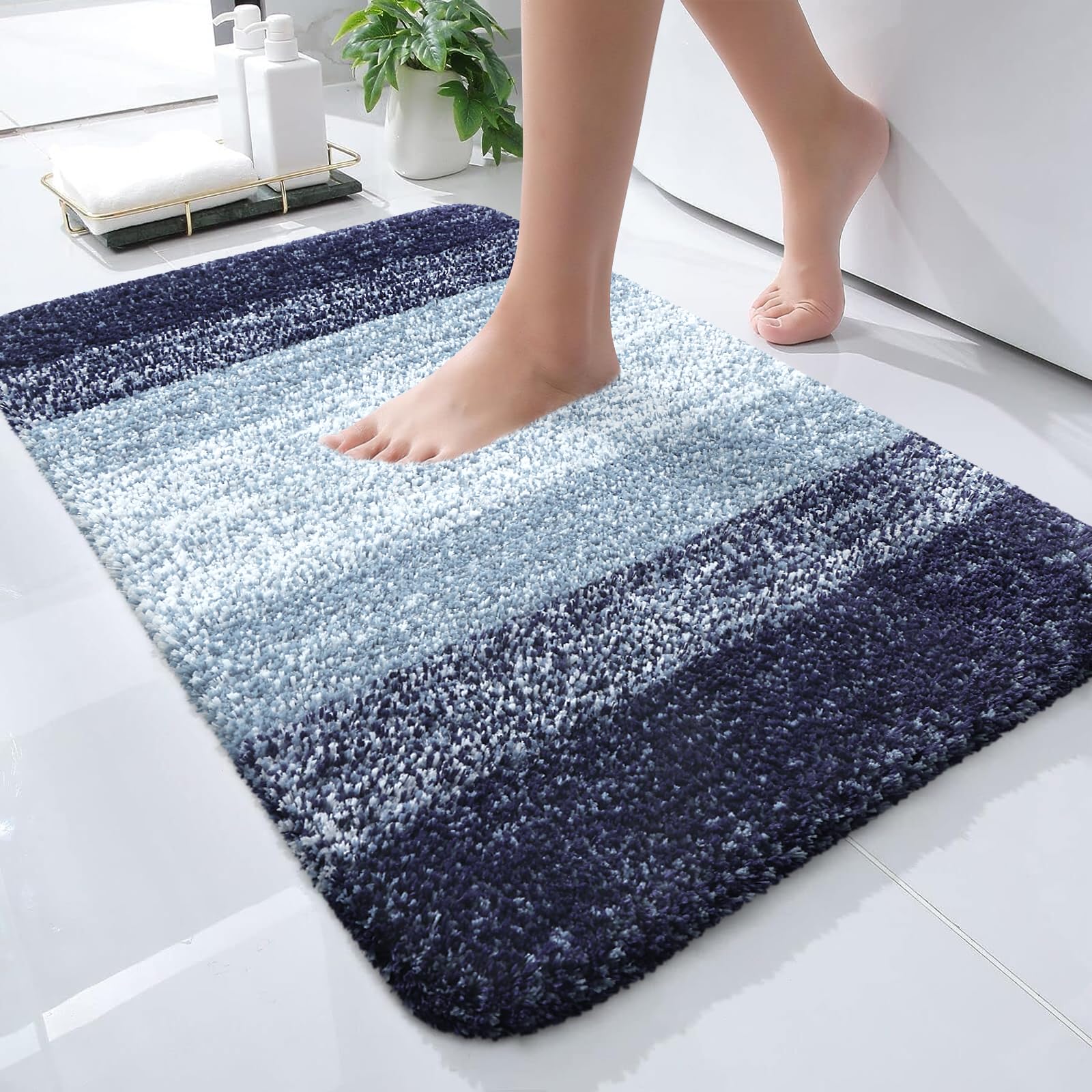 OLANLY Bathroom Rugs Mat 30x20, Extra Soft Absorbent Microfiber Bath Rugs, Rubber Backing, Quick Dry, Machine Washable Bath Mats for Bathroom Floor, Tub and Shower, Home Decor Accessories, Grey