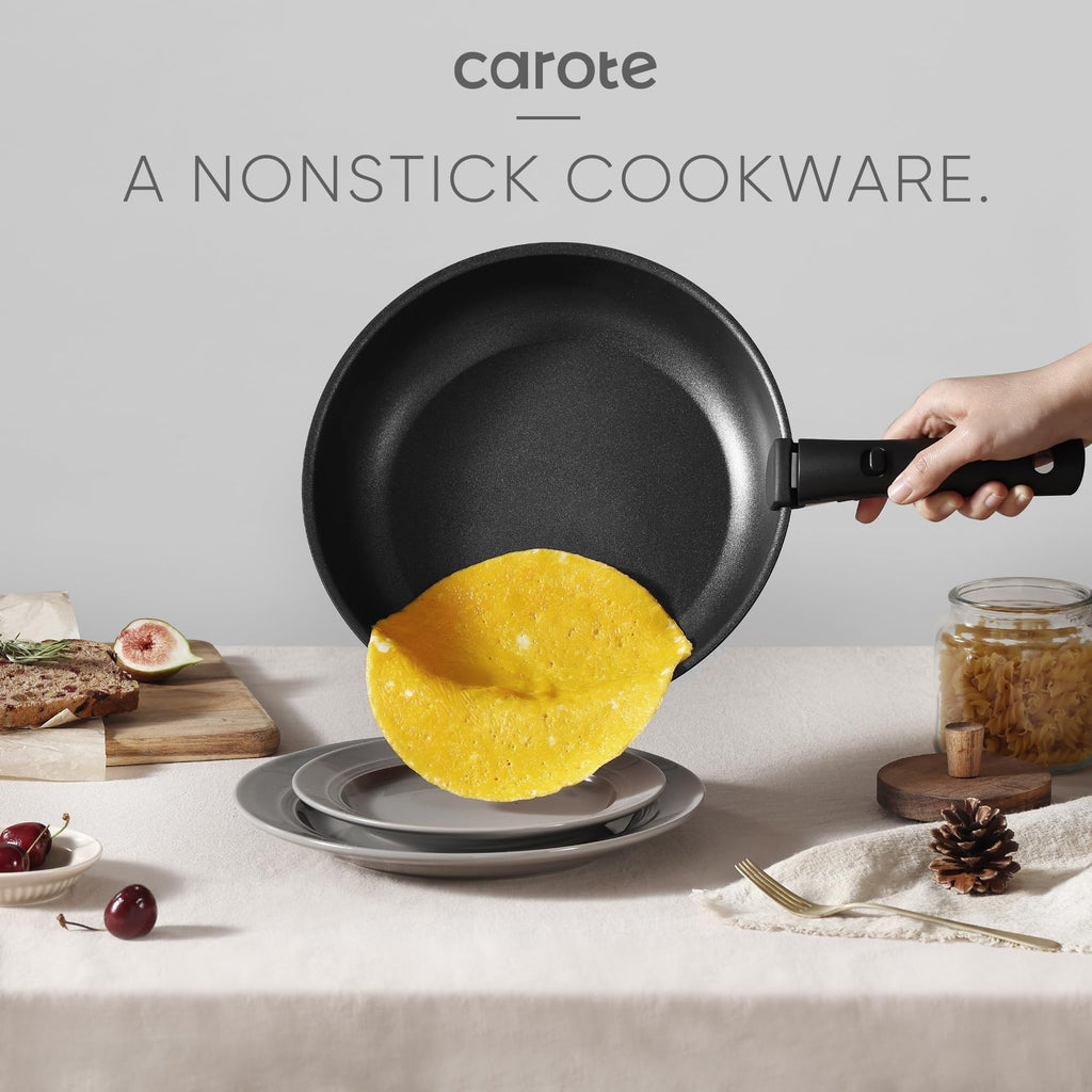 CAROTE 17pcs Pots and Pans Set, Nonstick Cookware Set Detachable Handle, Induction Kitchen Cookware Sets Non Stick with Removable Handle, RV Cookware Set, Oven Safe