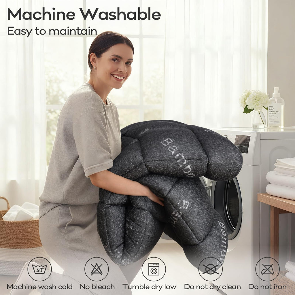 OLANLY Queen Mattress Topper – Viscose Made from Bamboo, Cooling Soft Queen Pillow Top Mattress Pad for Back Pain Relief, Plush Down Alternative Fill Bed Topper with Elastic Deep Pocket, Dark Gray