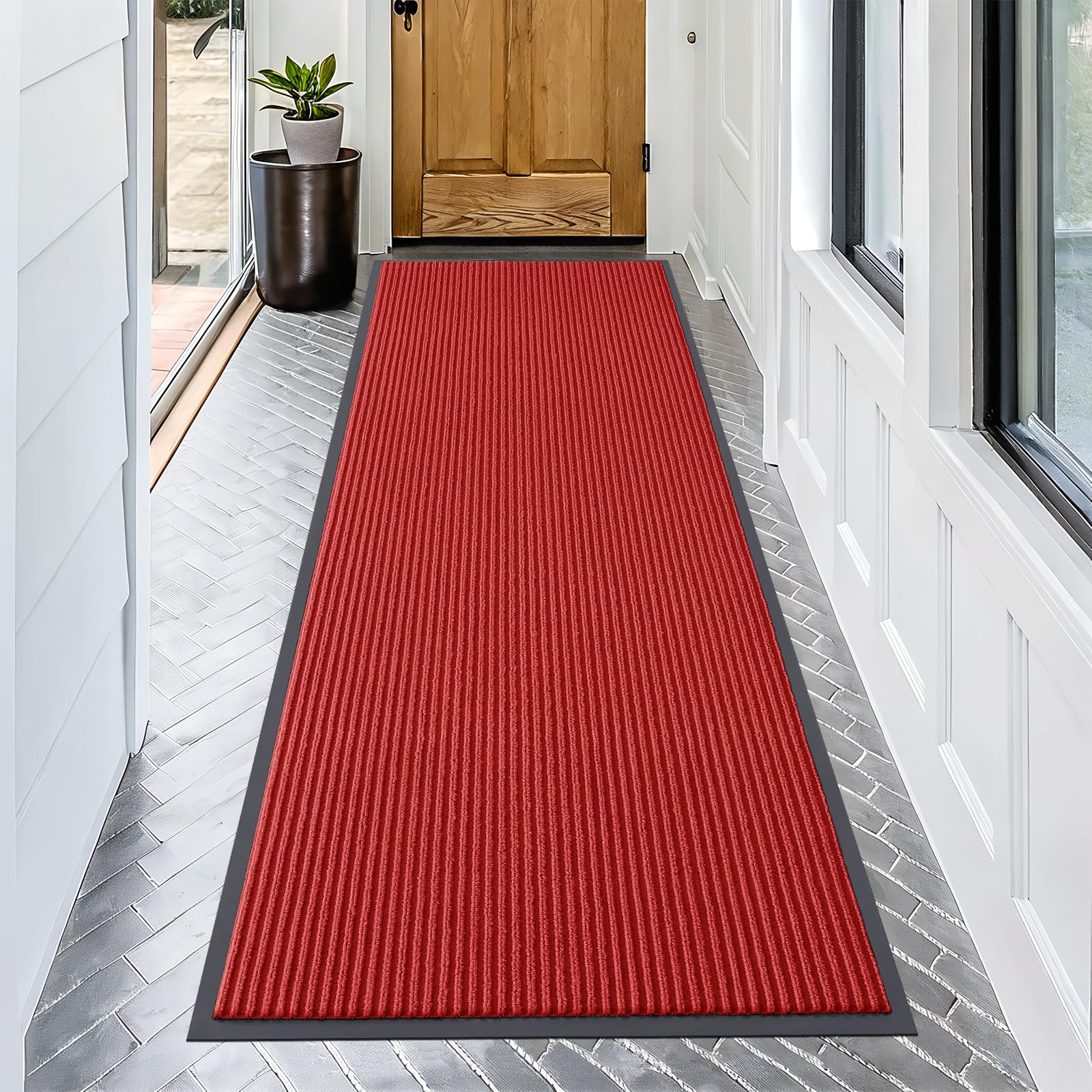 OLANLY Front Door Mat Indoor Outdoor Entrance, Waterproof Heavy Duty Doormat, Fade Resistant, Low Profile, Easy Clean Patio Porch Welcome Floor Mats for Entry, 29.5x17, Grey