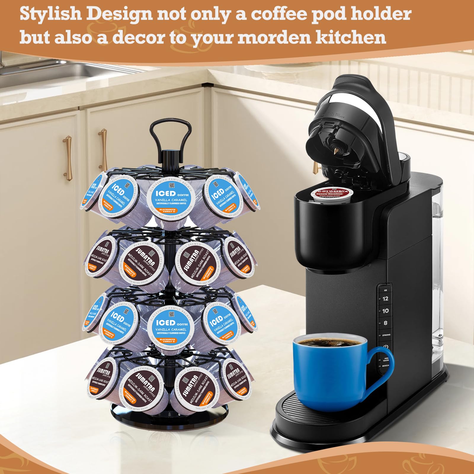 K Cup Holders,K Cup Holder, K Cups Holder,K Cup Carousel, Coffee Pods Holder Storage Organizer Stand,No Assembly Required,Black (Capacity of 40 Pods, Black)