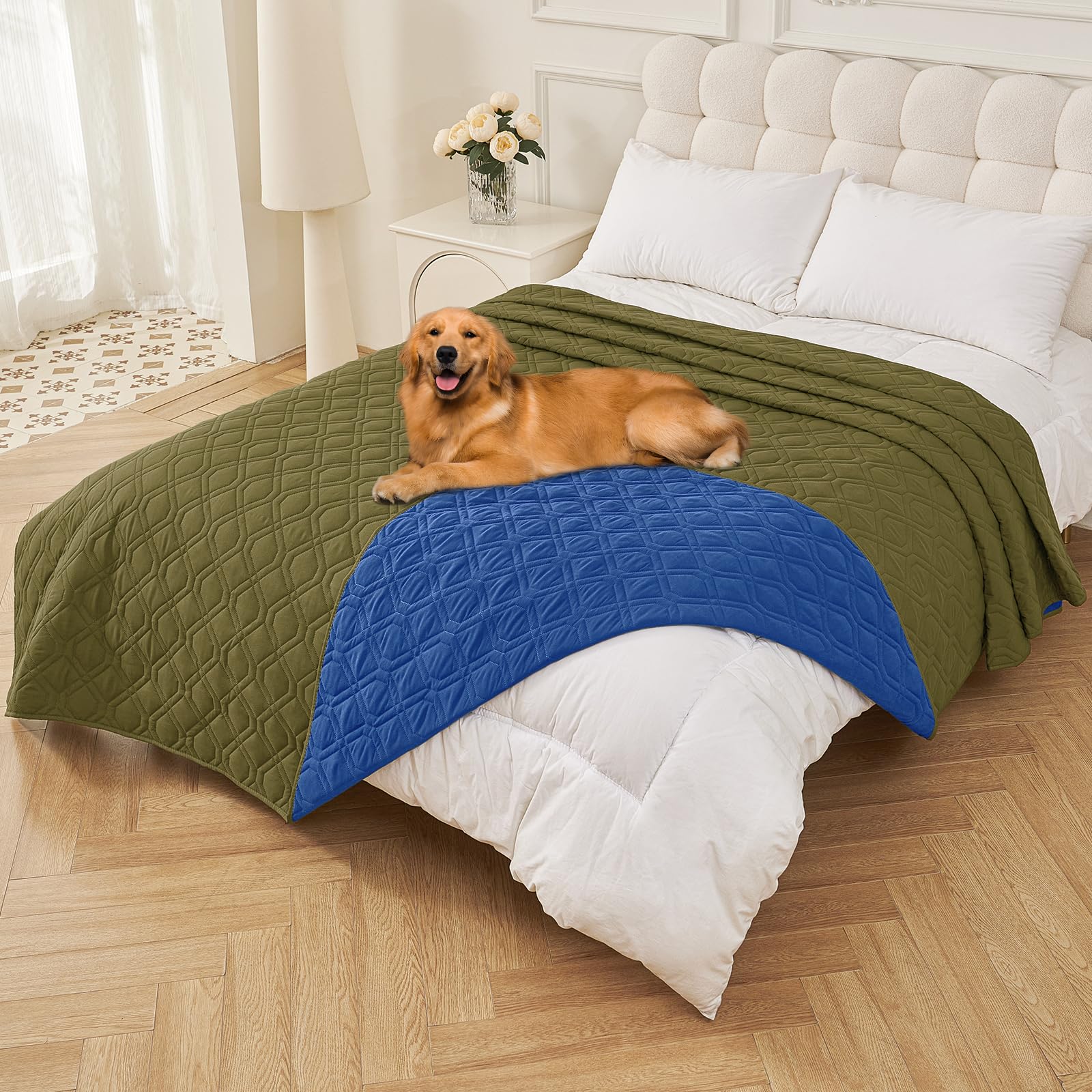 Smiry Waterproof Couch Covers for Dogs Washable, Reversible Pet Couch Covers for 3 Cushion Sofa Pet Friendly, Soft Sofa Furniture Protector for Dogs Cat Kids, Checkered (30"x70", Grey/Dark Grey)