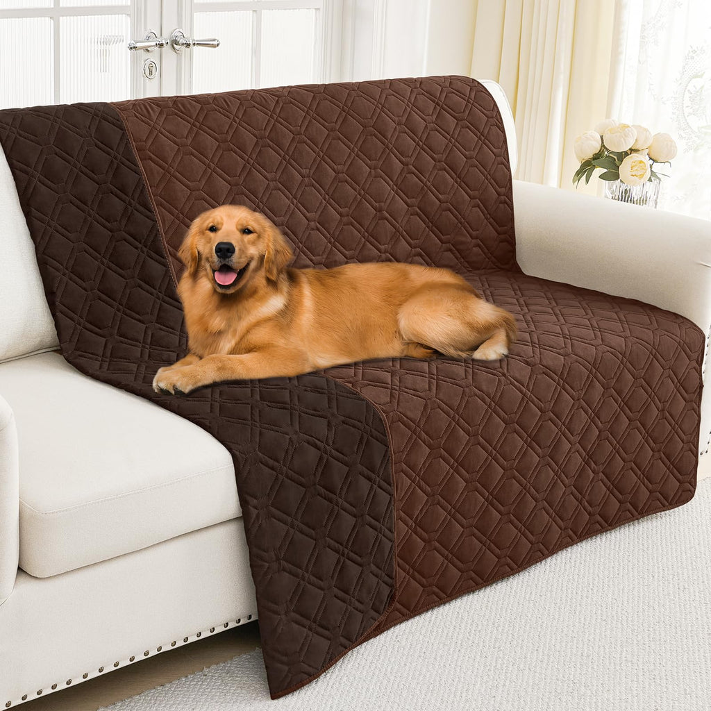 Smiry Waterproof Couch Covers for Dogs Washable, Reversible Pet Couch Covers for 3 Cushion Sofa Pet Friendly, Soft Sofa Furniture Protector for Dogs Cat Kids, Checkered (30"x70", Grey/Dark Grey)