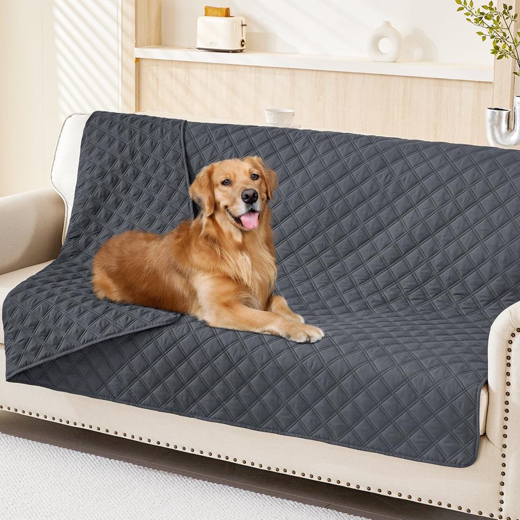 Smiry Waterproof Couch Covers for Dogs Washable, Reversible Pet Couch Covers for 3 Cushion Sofa Pet Friendly, Soft Sofa Furniture Protector for Dogs Cat Kids, Checkered (30"x70", Grey/Dark Grey)