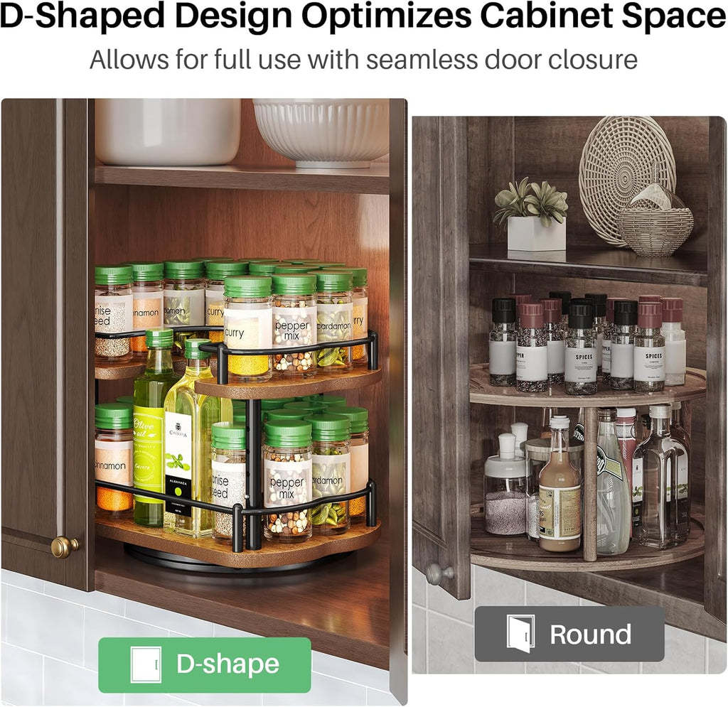 Spice Rack Organization for Cabinet - Height Adjustable Rotating Lazy Susan Organizer, Spice Organizer Fits Cabinets Wide＞ 11 inches, Clearance Height ＞10.5 inches