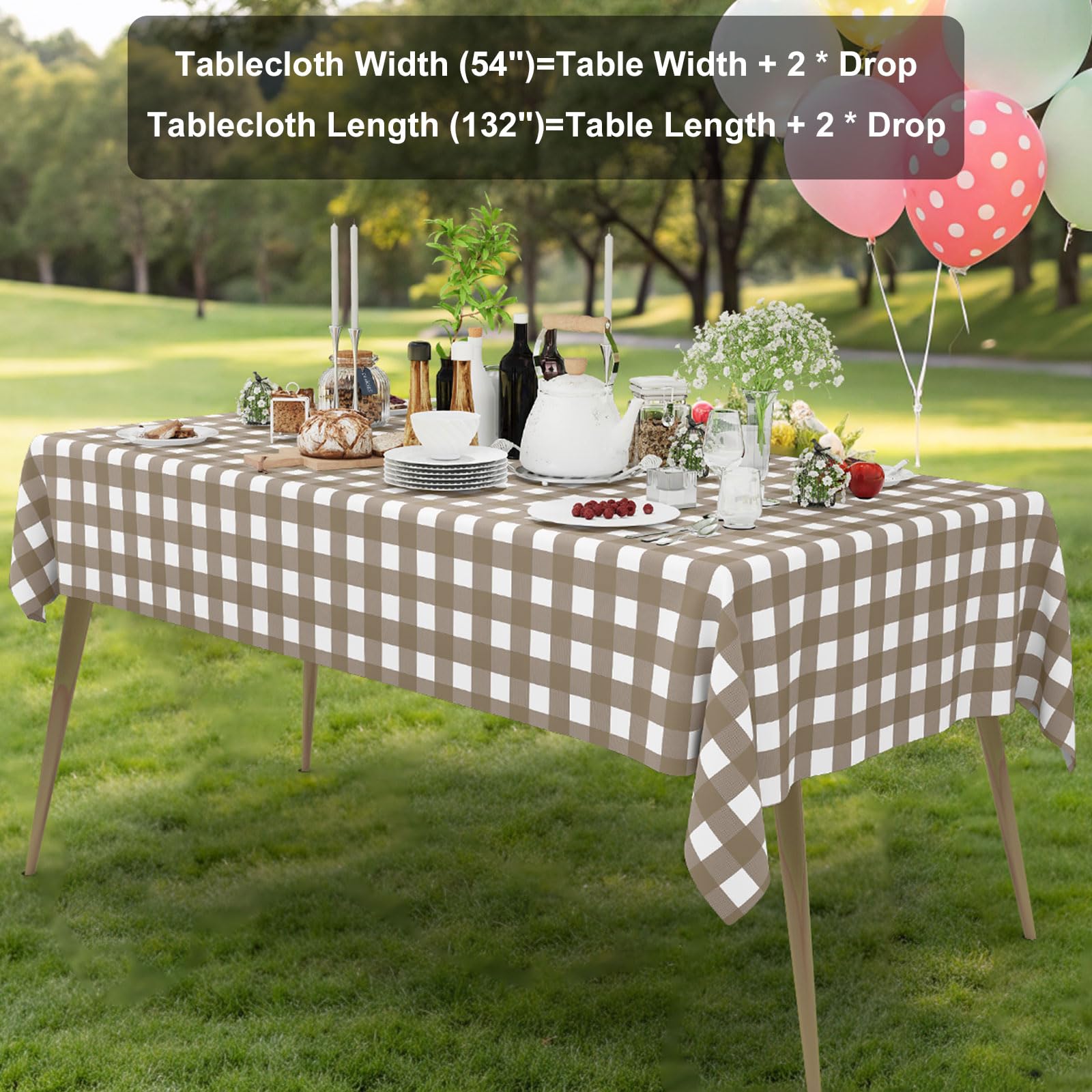 Smiry 3 Pack Red Gingham Disposable Tablecloths - 54" x 108" Heavy Duty Plastic Table Cloth, Waterproof Buffalo Plaid Table Covers for Picnic, Banquets, Outdoor Parties