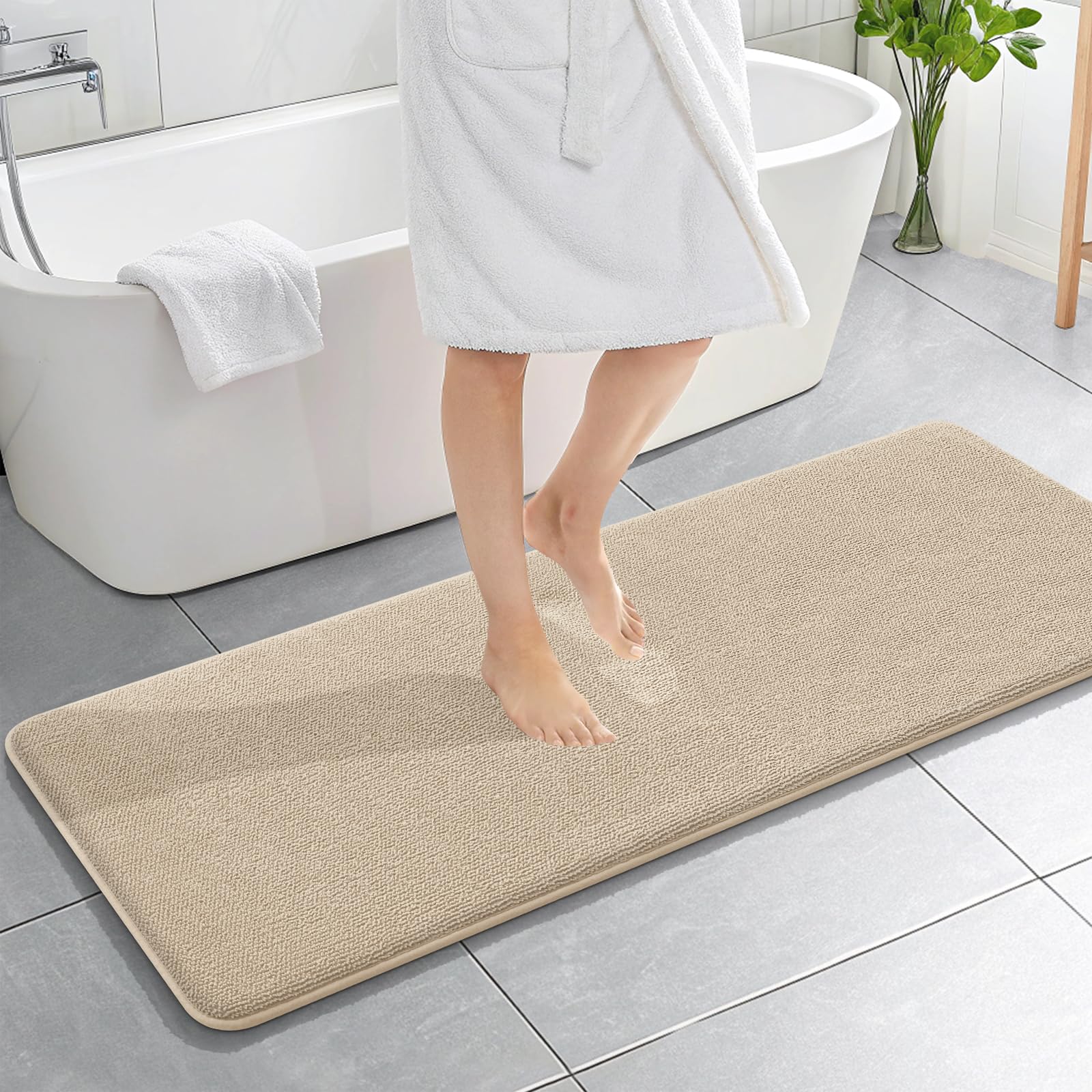 OLANLY Thick Memory Foam Bath Mat Rug 30x20, Extra Soft Absorbent Bathroom Rugs, Quick Dry Bath Mats, Non-Slip, Machine Washable Carpet for Bathroom, Tub and Shower, Home Decor Accessories, Grey