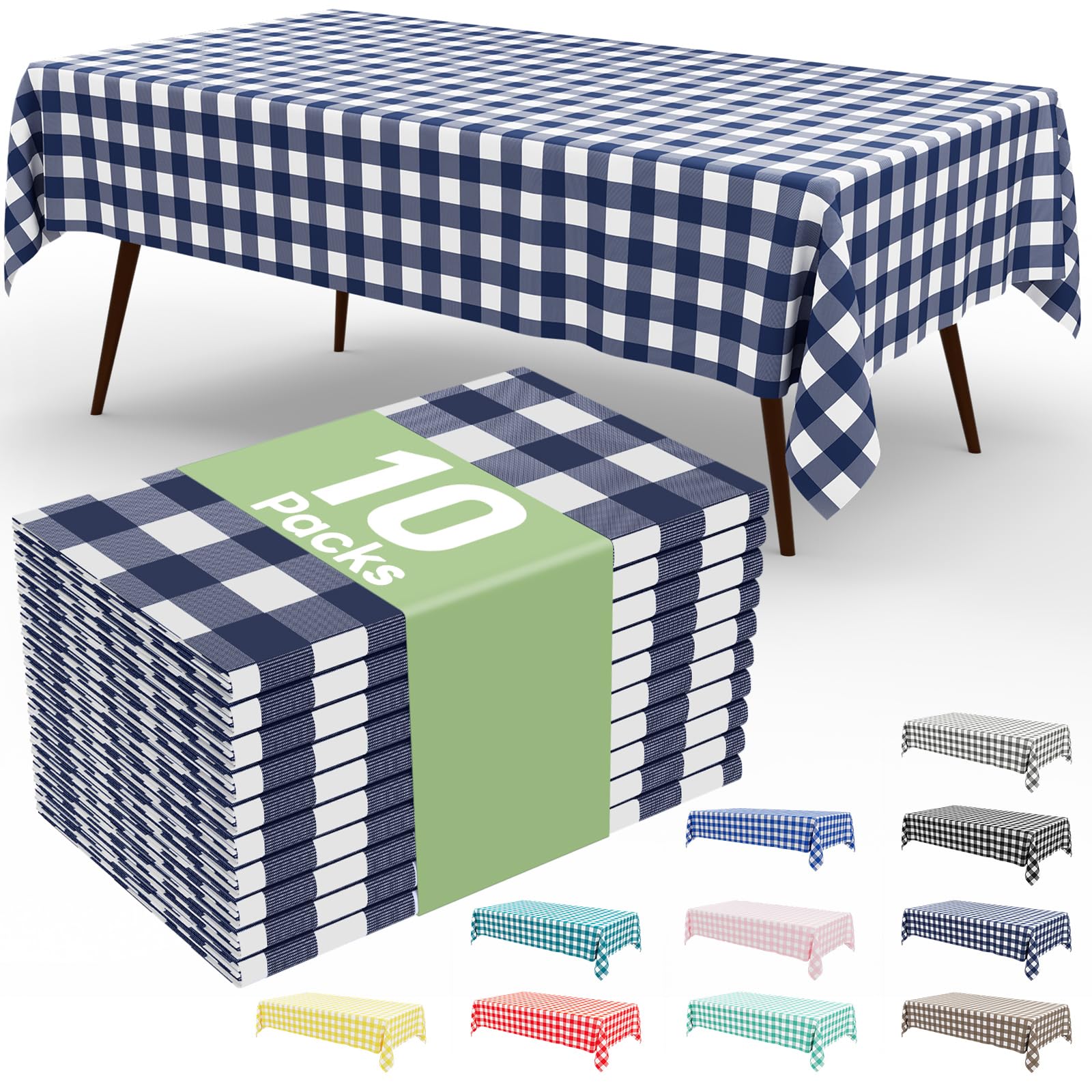 Smiry 3 Pack Red Gingham Disposable Tablecloths - 54" x 108" Heavy Duty Plastic Table Cloth, Waterproof Buffalo Plaid Table Covers for Picnic, Banquets, Outdoor Parties