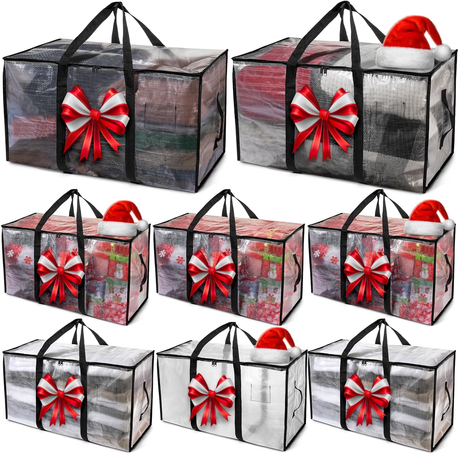 ClearSpace Oversized Moving Bags or Storage Bag – Large Moving Boxes with Backpack Straps, Zippers & Handles – Heavy-Duty Packing Bags for Moving, College Dorm, Christmas Decorations, 10 Pack