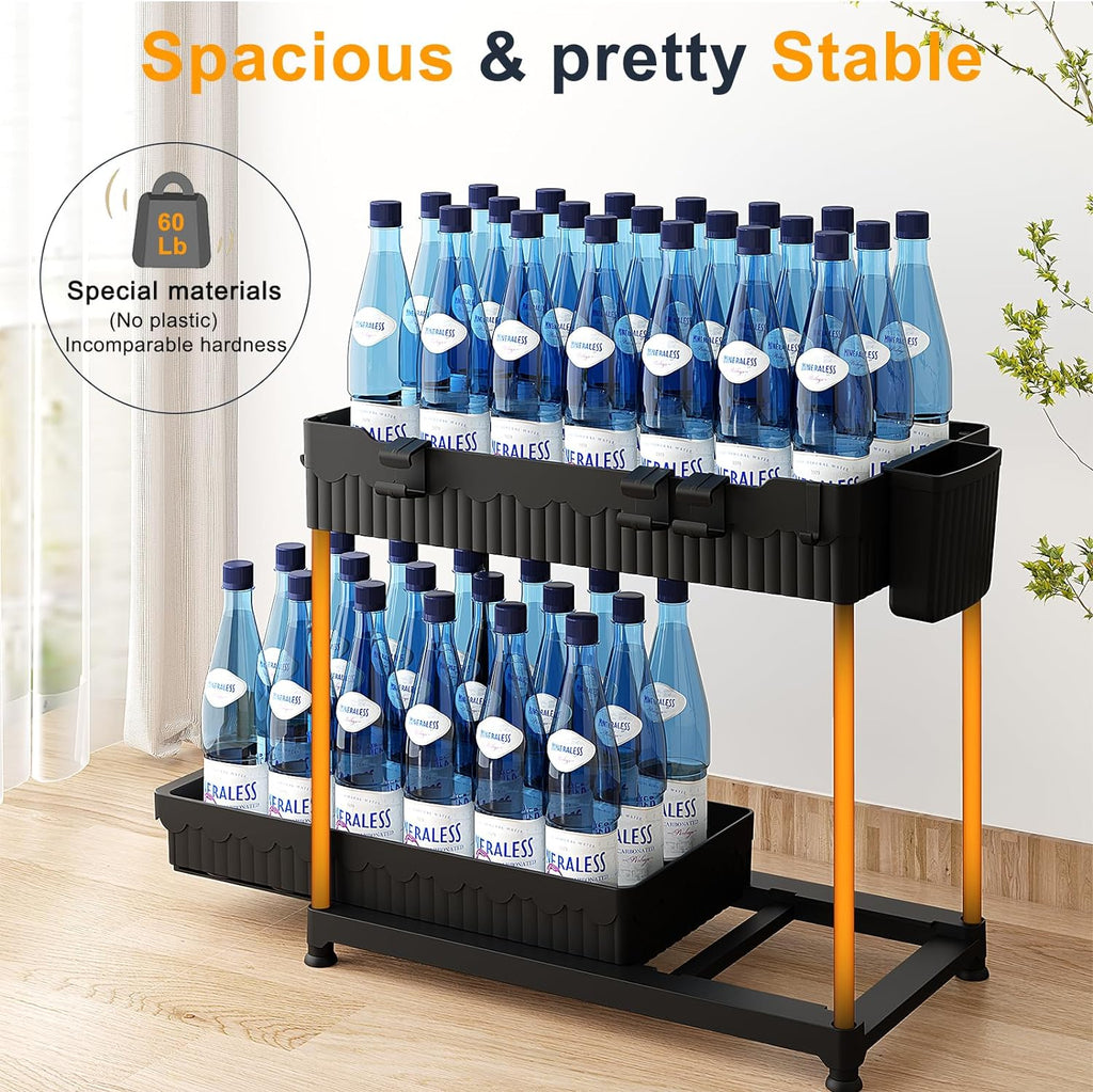 3 Pack Bathroom Organizers and Storage and 2 Tier Fruit Basket for Kitchen with 2 Banana Hangers